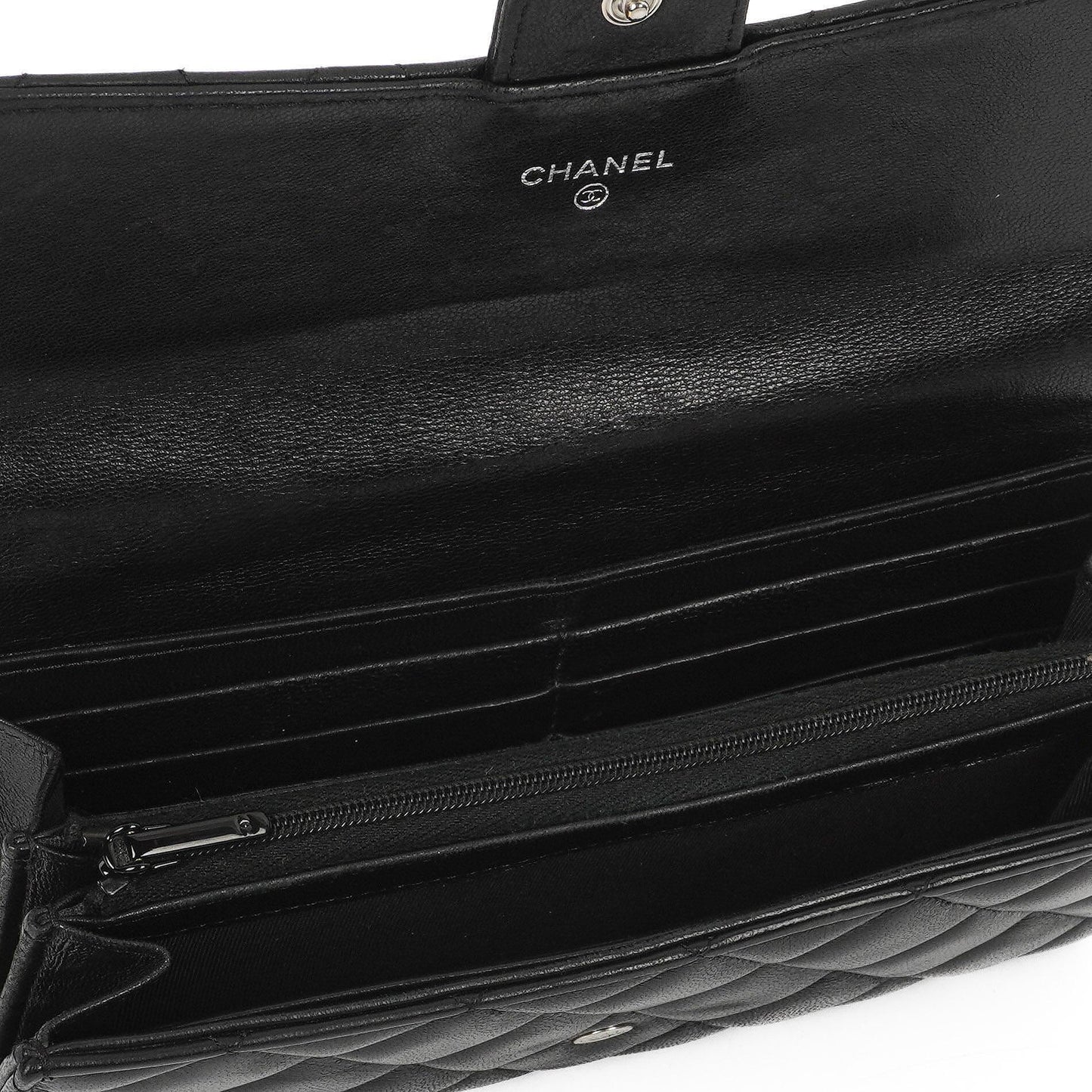 Chanel So Black Large Quilted Lambskin Flap Wallet