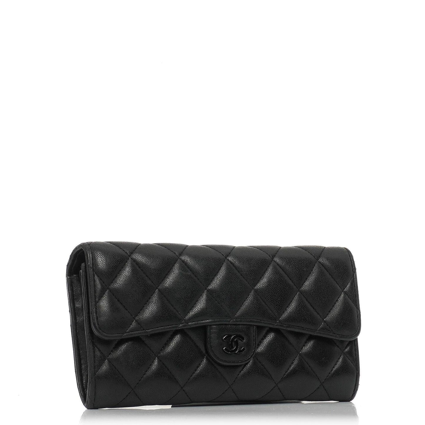 Chanel So Black Large Quilted Lambskin Flap Wallet