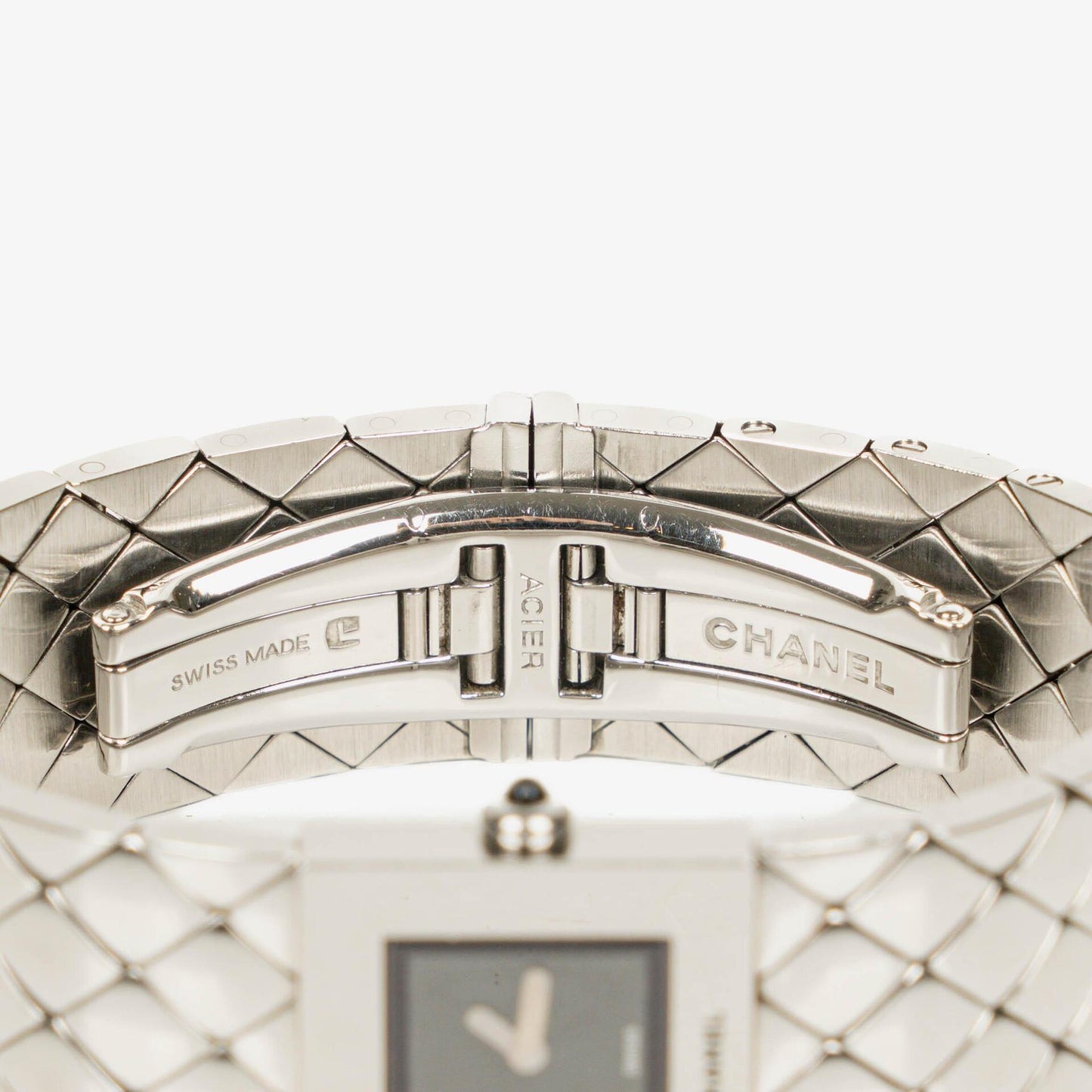 Chanel Stainless Steel 19mm Quilted Matelasse Acier Quartz Watch Black