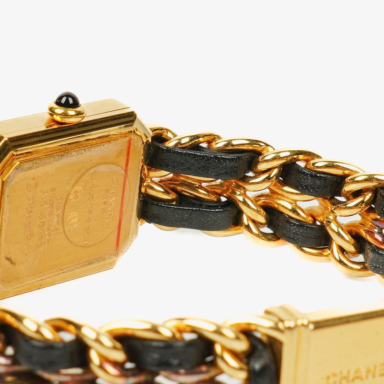 Chanel Stainless Steel Lambskin 20mm Chain Premiere Quartz Watch Gold L