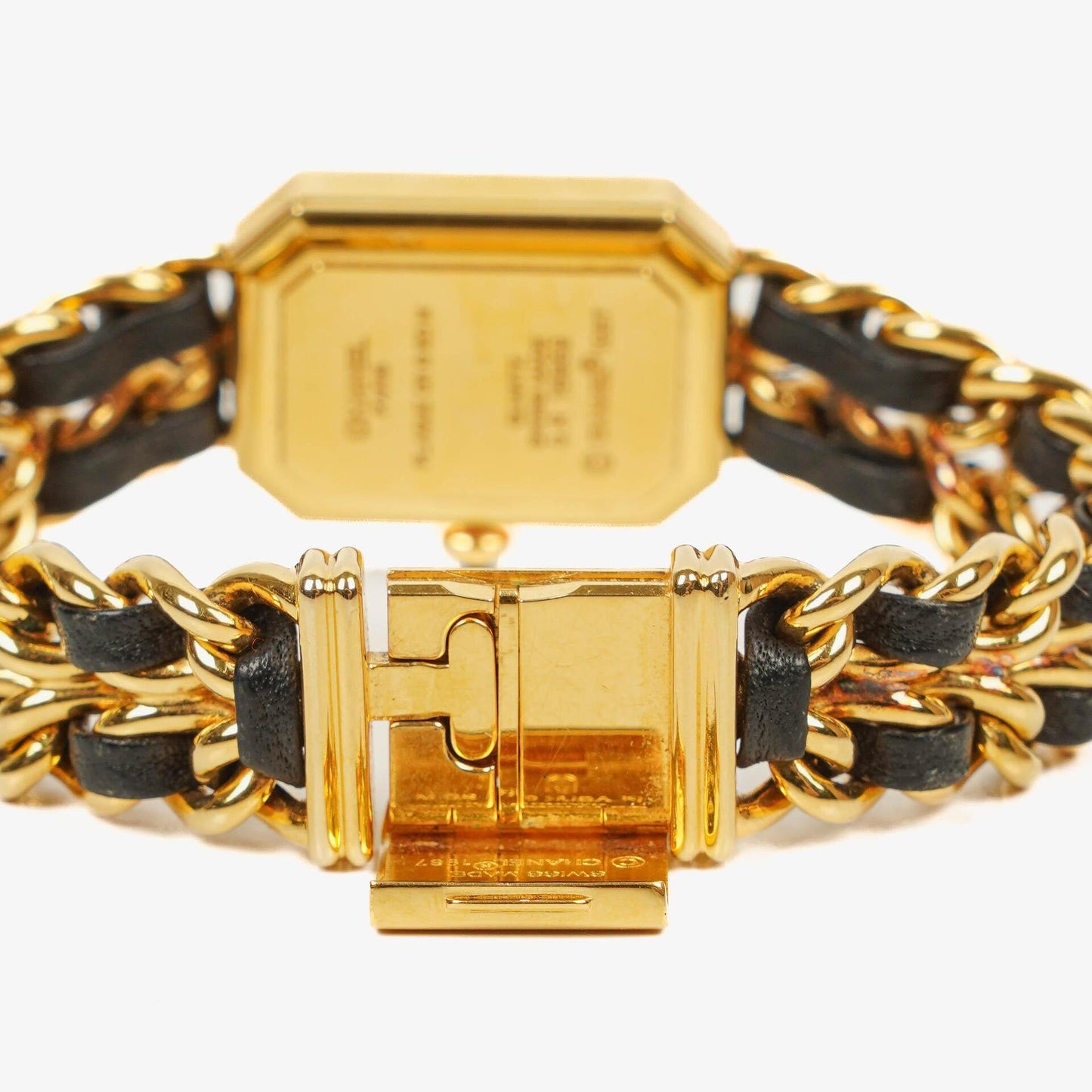 Chanel Stainless Steel Lambskin 20mm Chain Premiere Quartz Watch Gold M