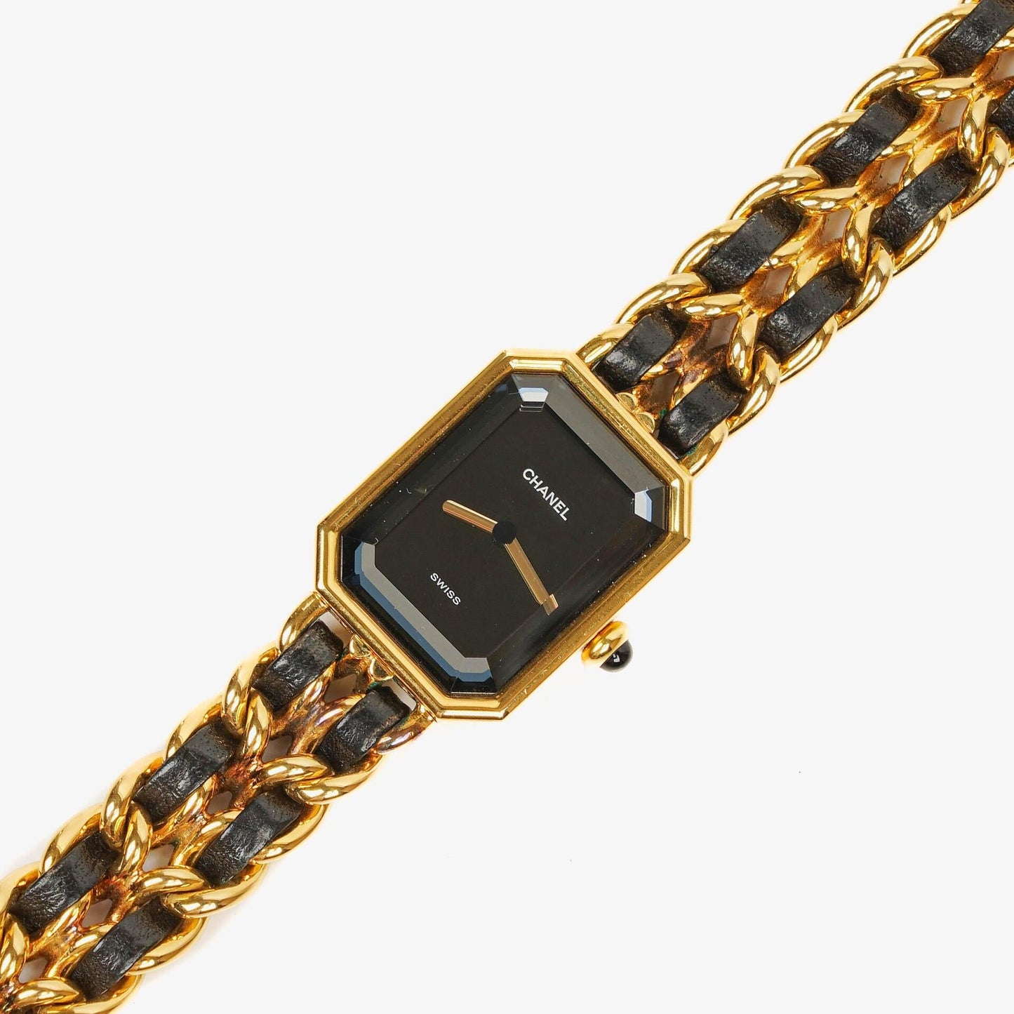 Chanel Stainless Steel Lambskin 20mm Chain Premiere Quartz Watch Gold M