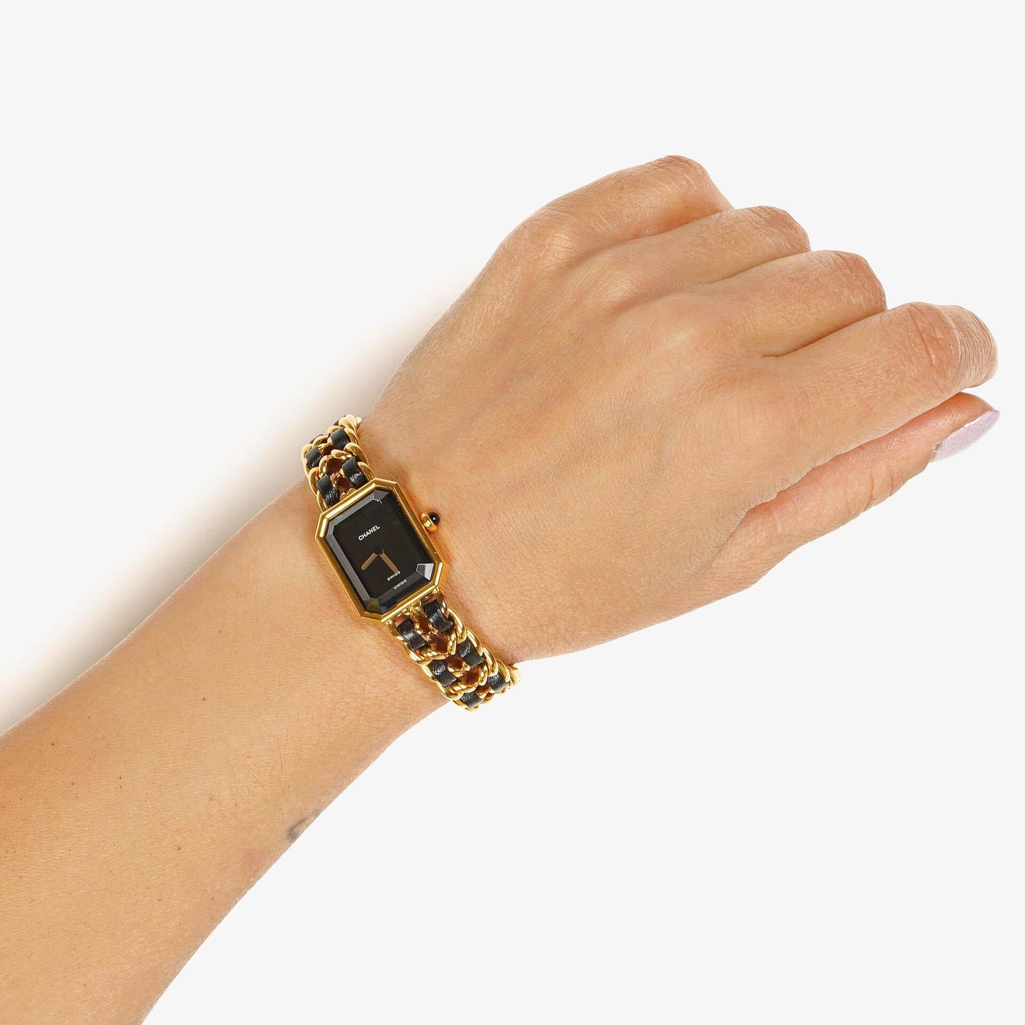 Chanel Stainless Steel Lambskin 20mm Chain Premiere Quartz Watch Gold M