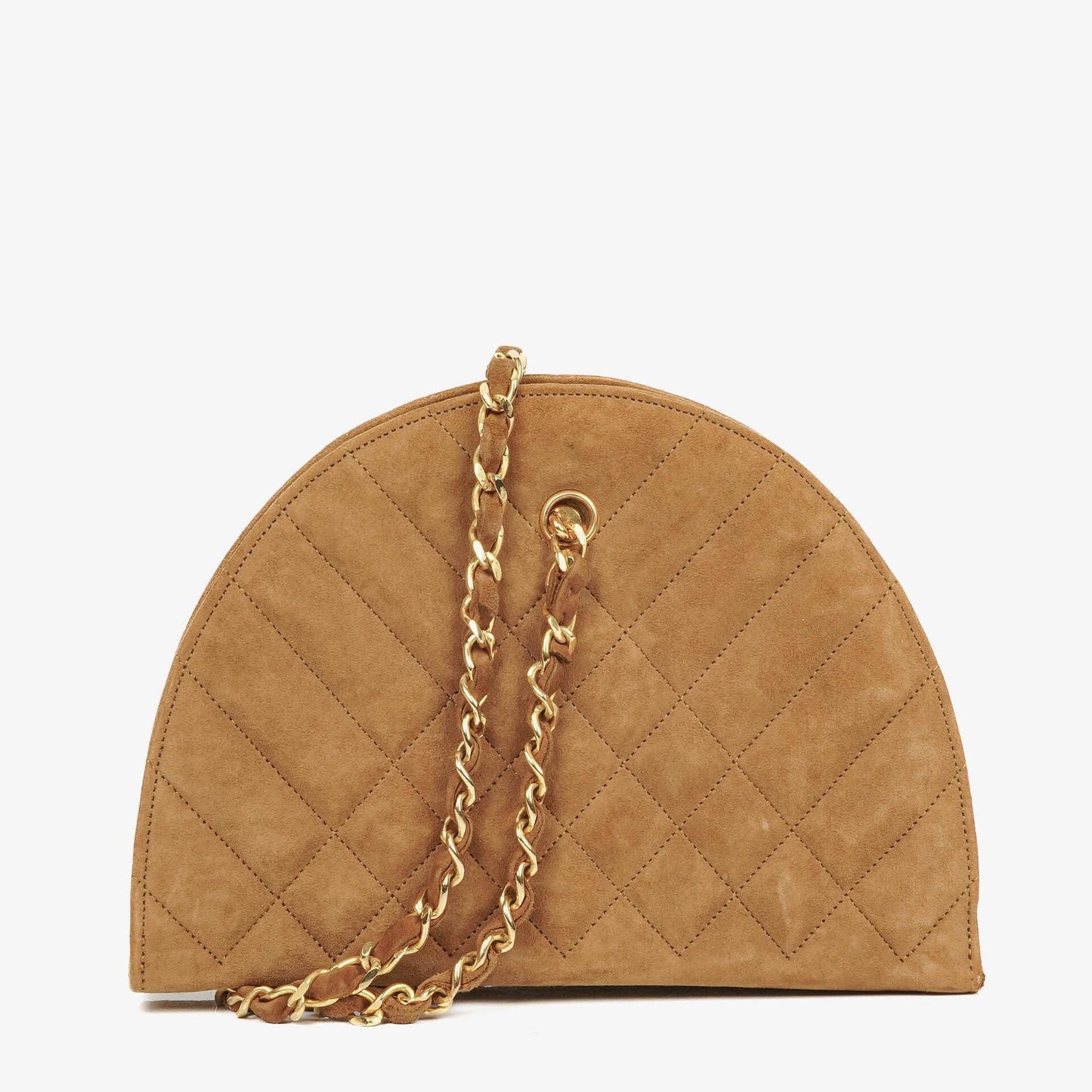 Chanel Suede Half Moon Brown Shoulder Bag