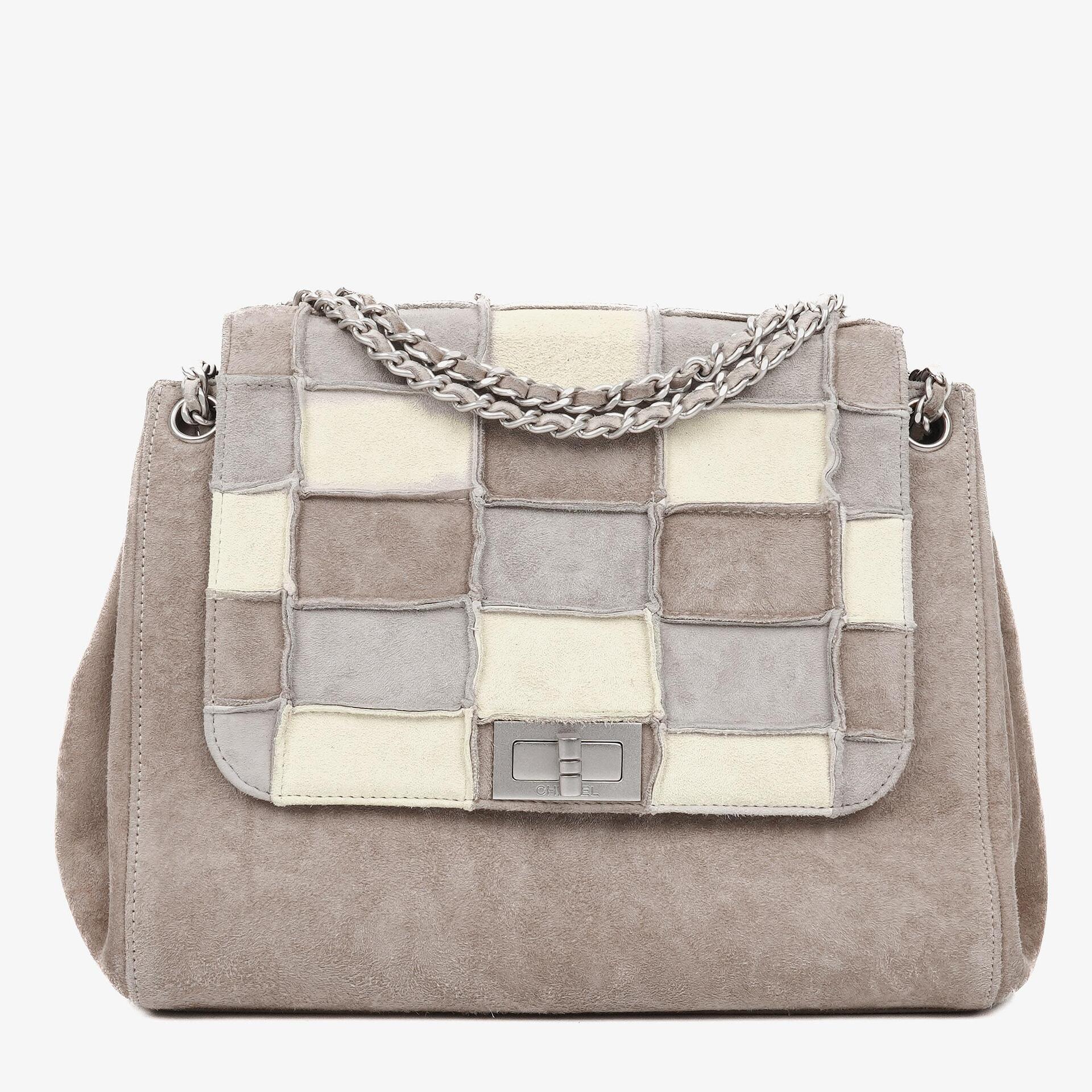 Chanel Beige Suede Patchwork Accordion Mademoiselle Flap