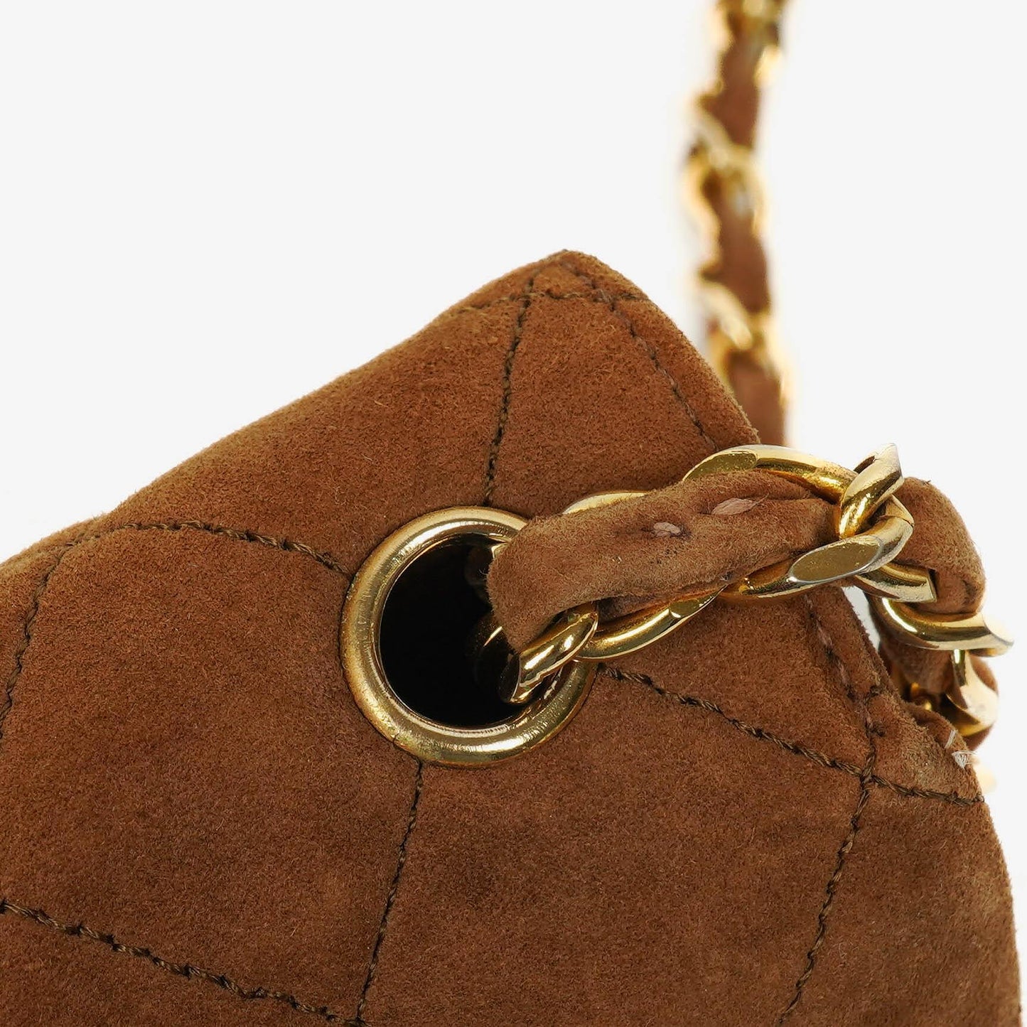 Chanel Suede Quilted Half Moon Full Flap Bag