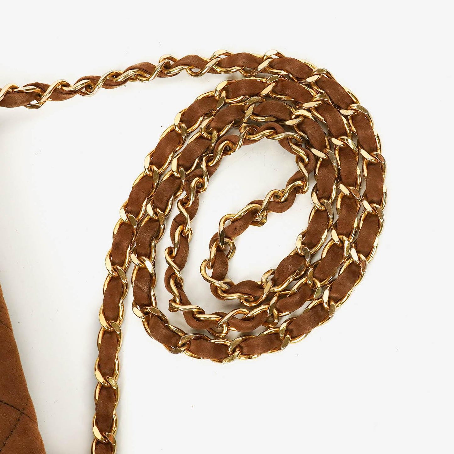 Chanel Suede Quilted Half Moon Full Flap Bag