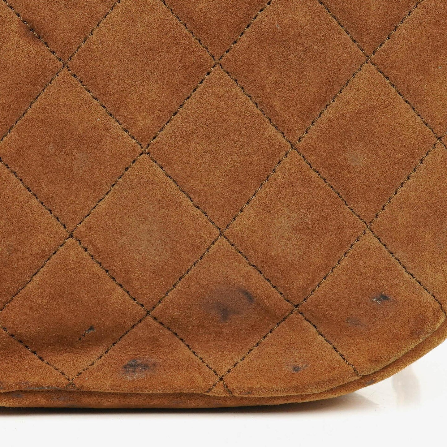 Chanel Suede Quilted Half Moon Full Flap Bag