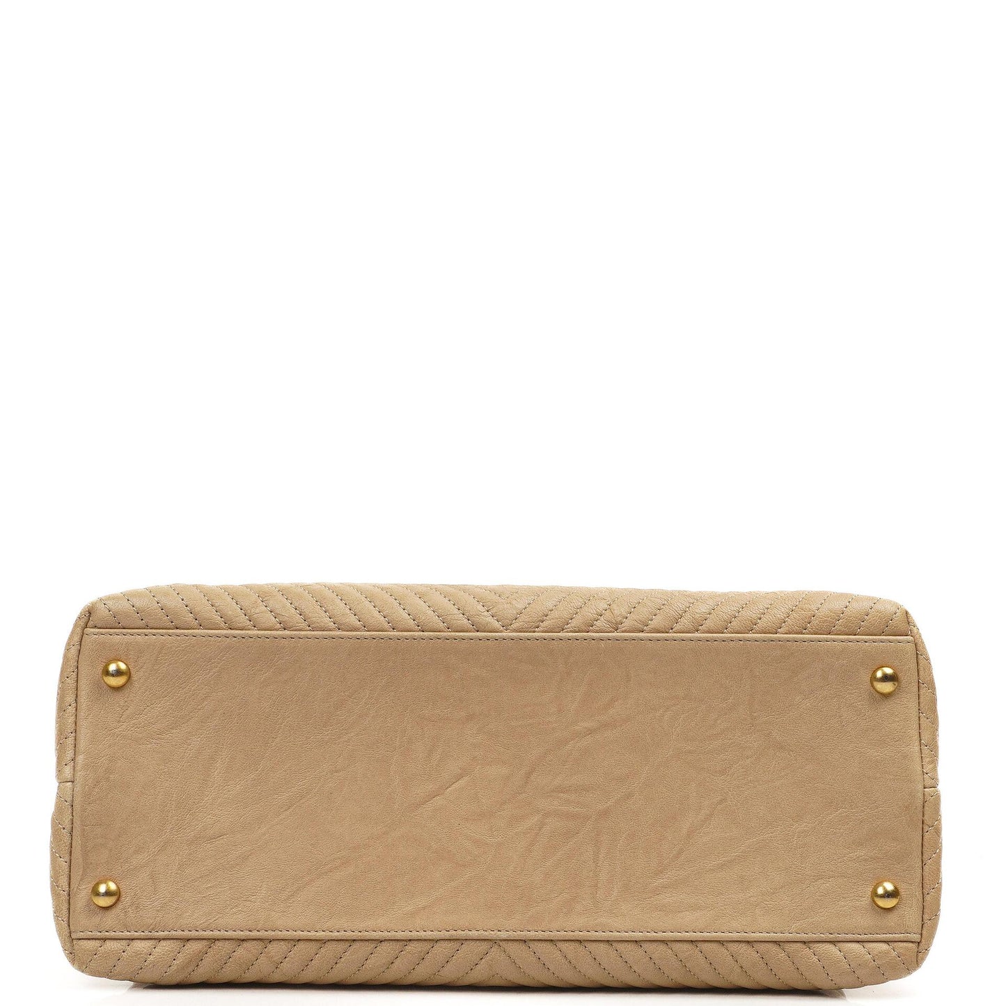 Chanel Surpique Tote Beige Chevron Quilted Calfskin Gold-Tone Hardware
