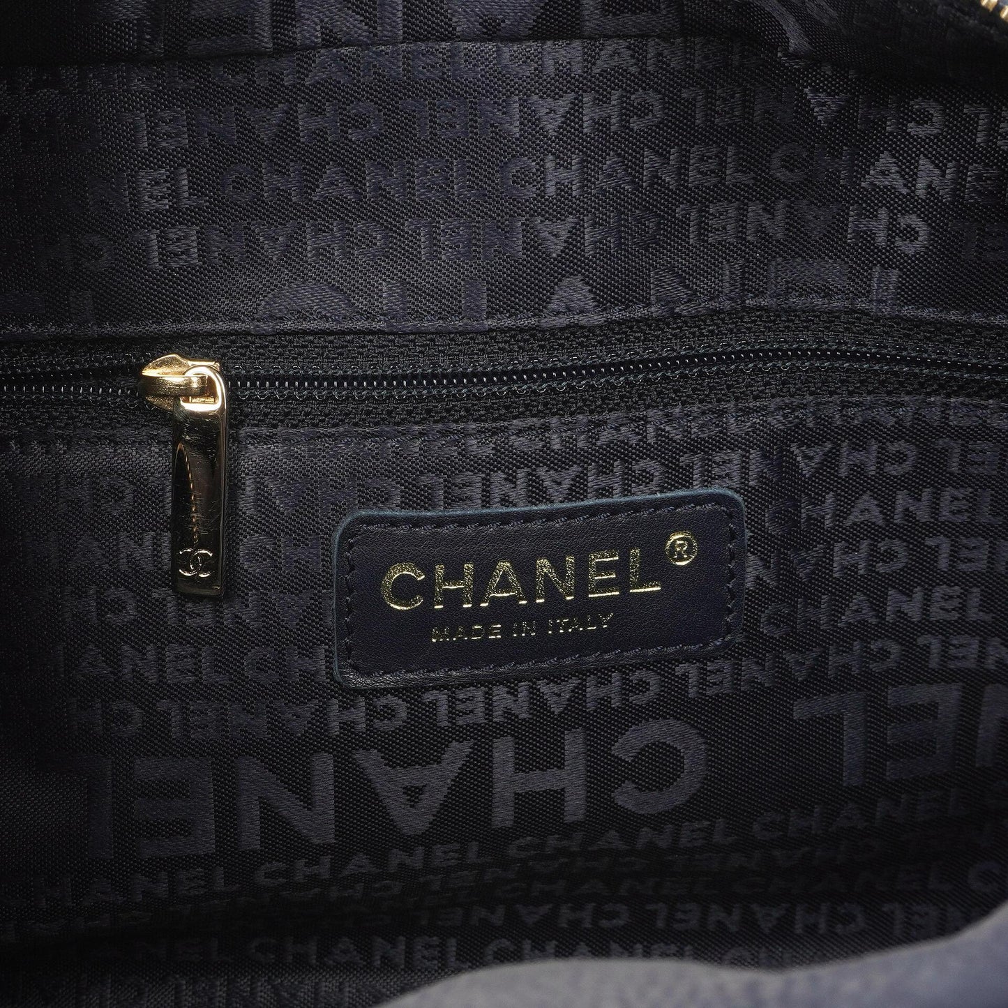 Chanel Timeless CC Medium Bowling Bag Navy Blue Quilted Caviar Gold Hardware 2004-2005
