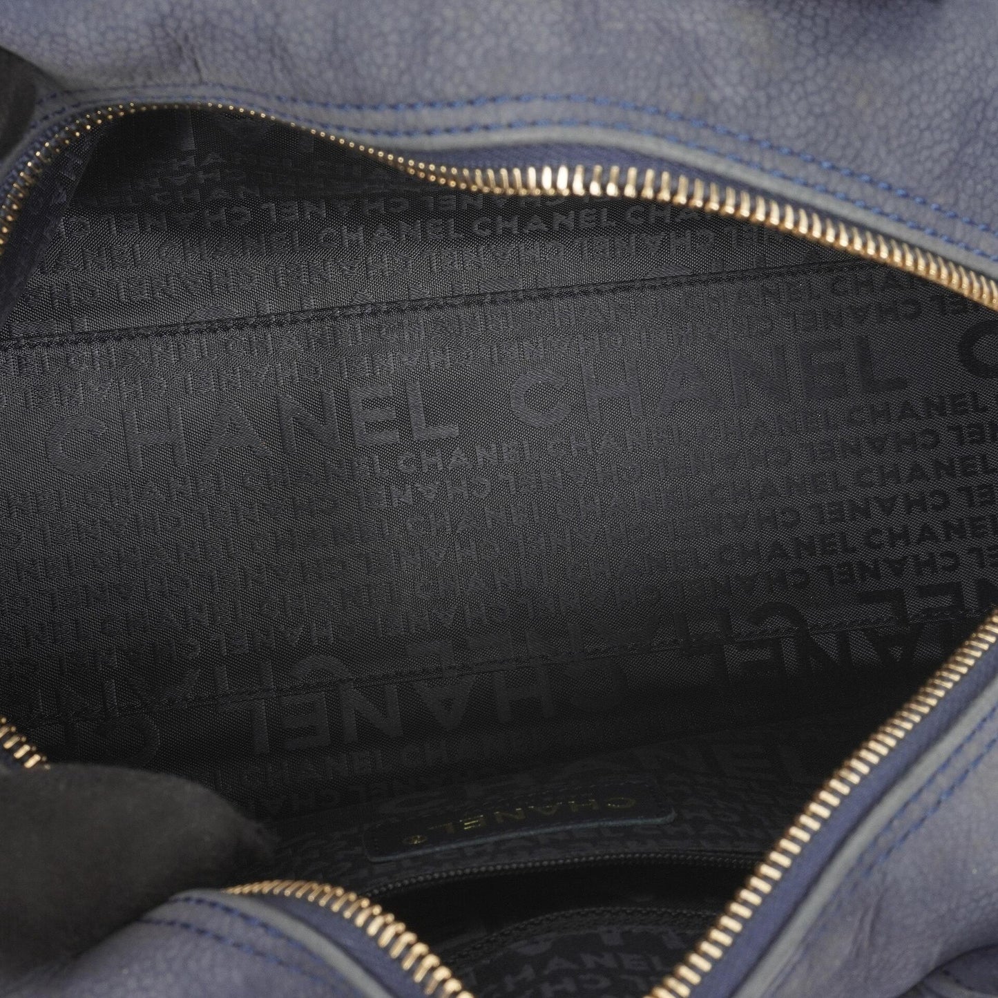 Chanel Timeless CC Medium Bowling Bag Navy Blue Quilted Caviar Gold Hardware 2004-2005