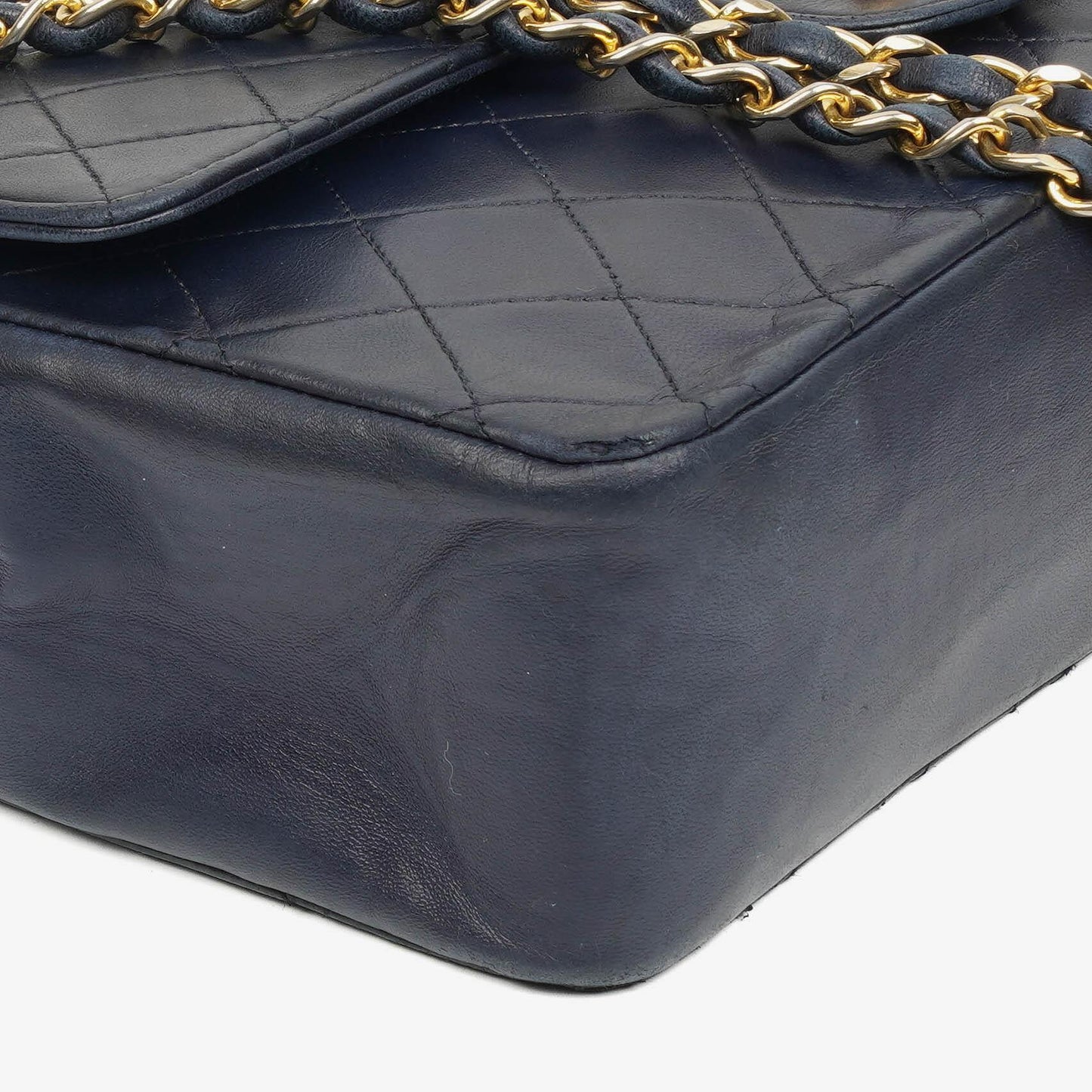 Chanel Timeless Classic Double Flap Navy Quilted Lambskin 24k Gold Plated Hardware