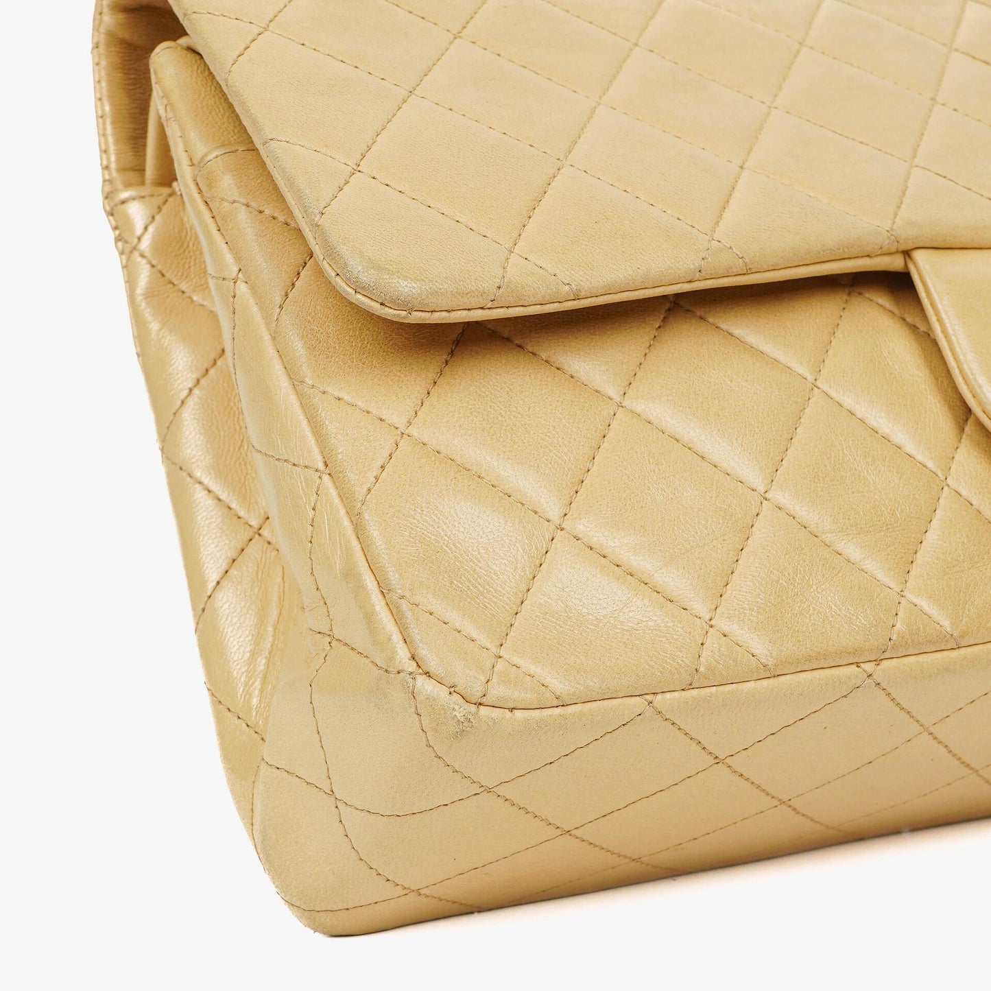 Chanel Timeless Classic Medium Double Flap Bag In Beige Quilted Lambskin And 24K Gold-Plated Hardware