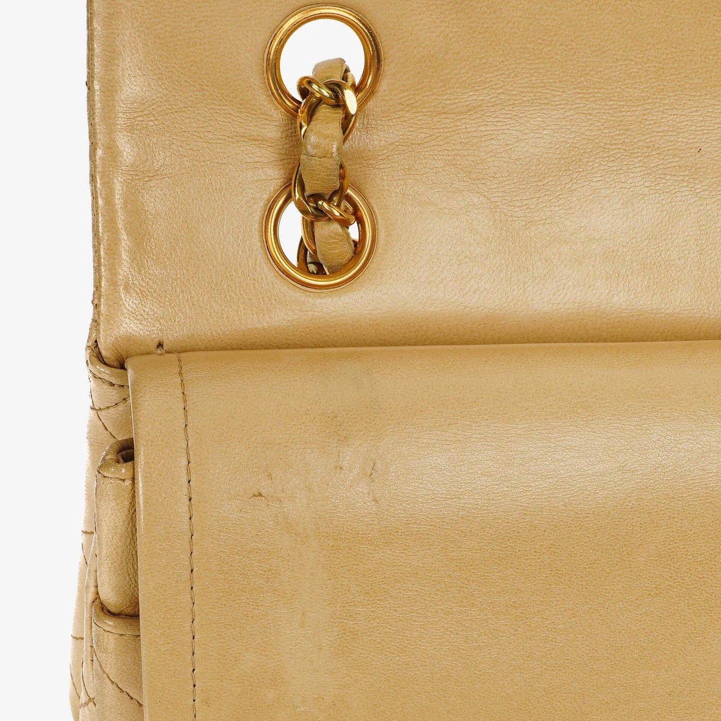 Chanel Timeless Classic Medium Double Flap Bag In Beige Quilted Lambskin And 24K Gold-Plated Hardware