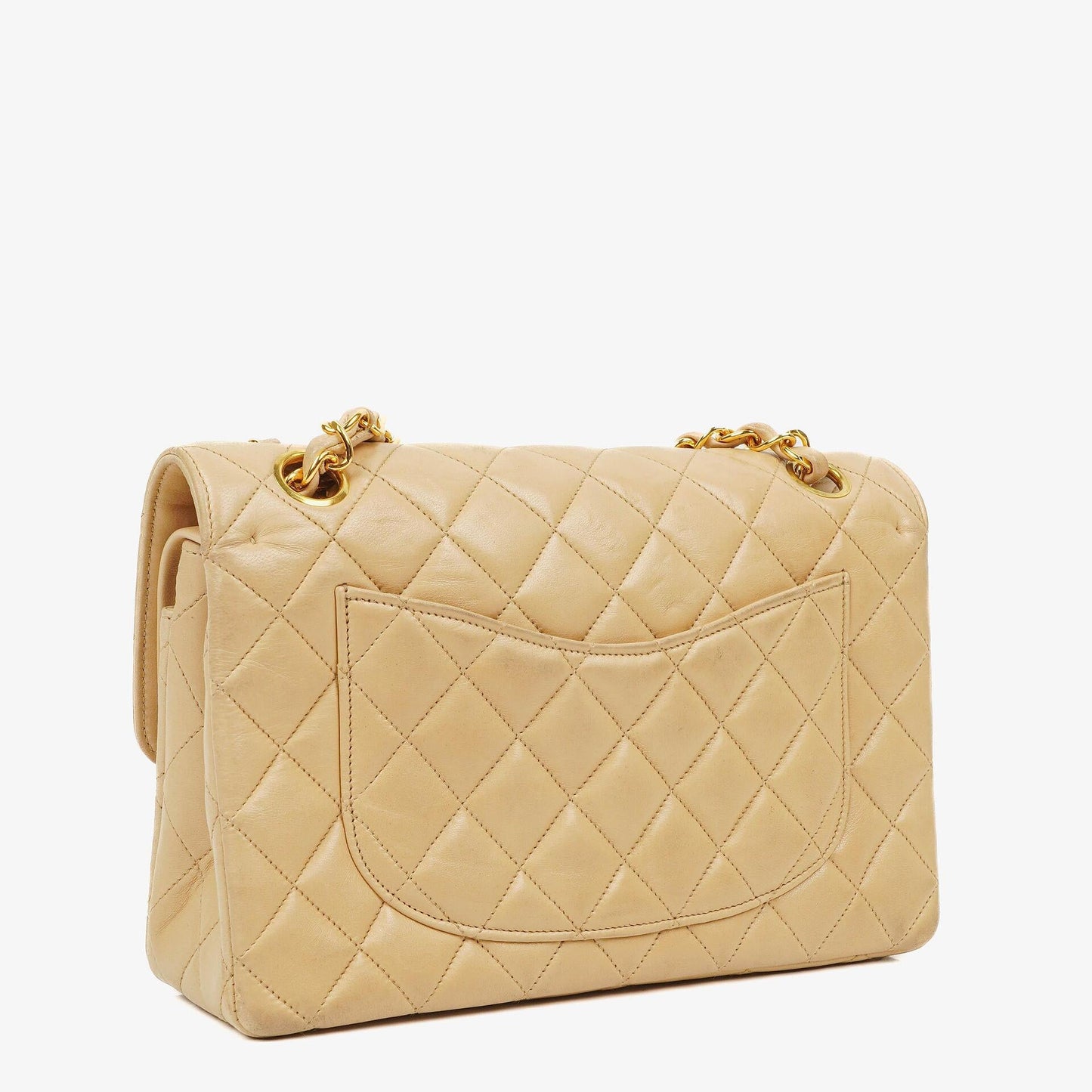 Chanel Timeless Classic Small Double Flap Bag In Beige Quilted Lambskin And 24K Gold-Plated Hardware