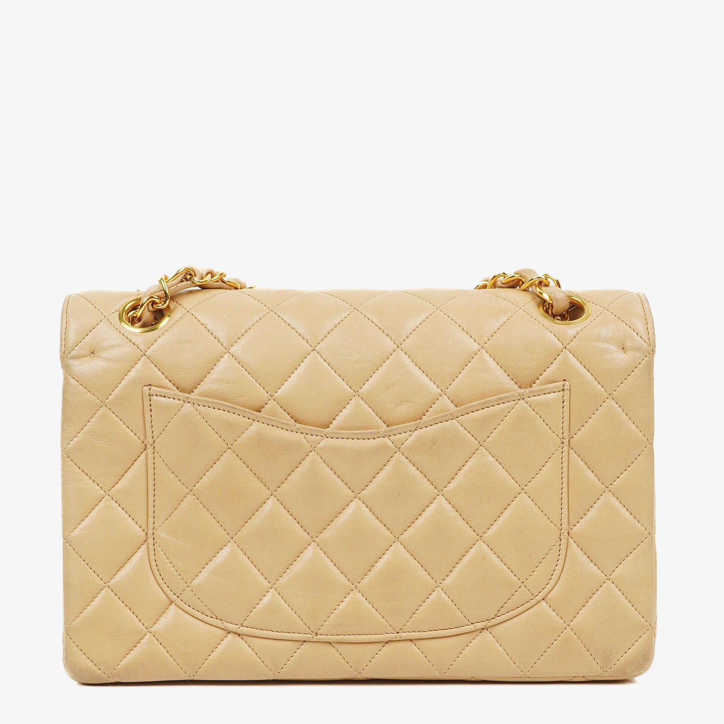Chanel Timeless Classic Small Double Flap Bag In Beige Quilted Lambskin And 24K Gold-Plated Hardware