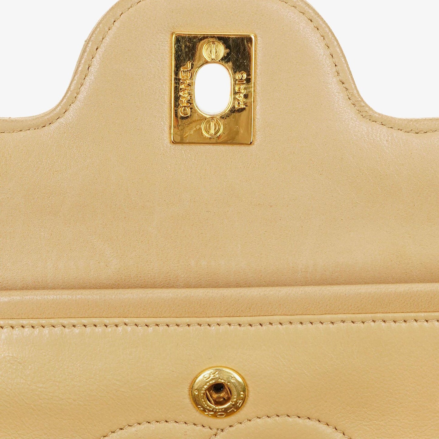 Chanel Timeless Classic Small Double Flap Bag In Beige Quilted Lambskin And 24K Gold-Plated Hardware