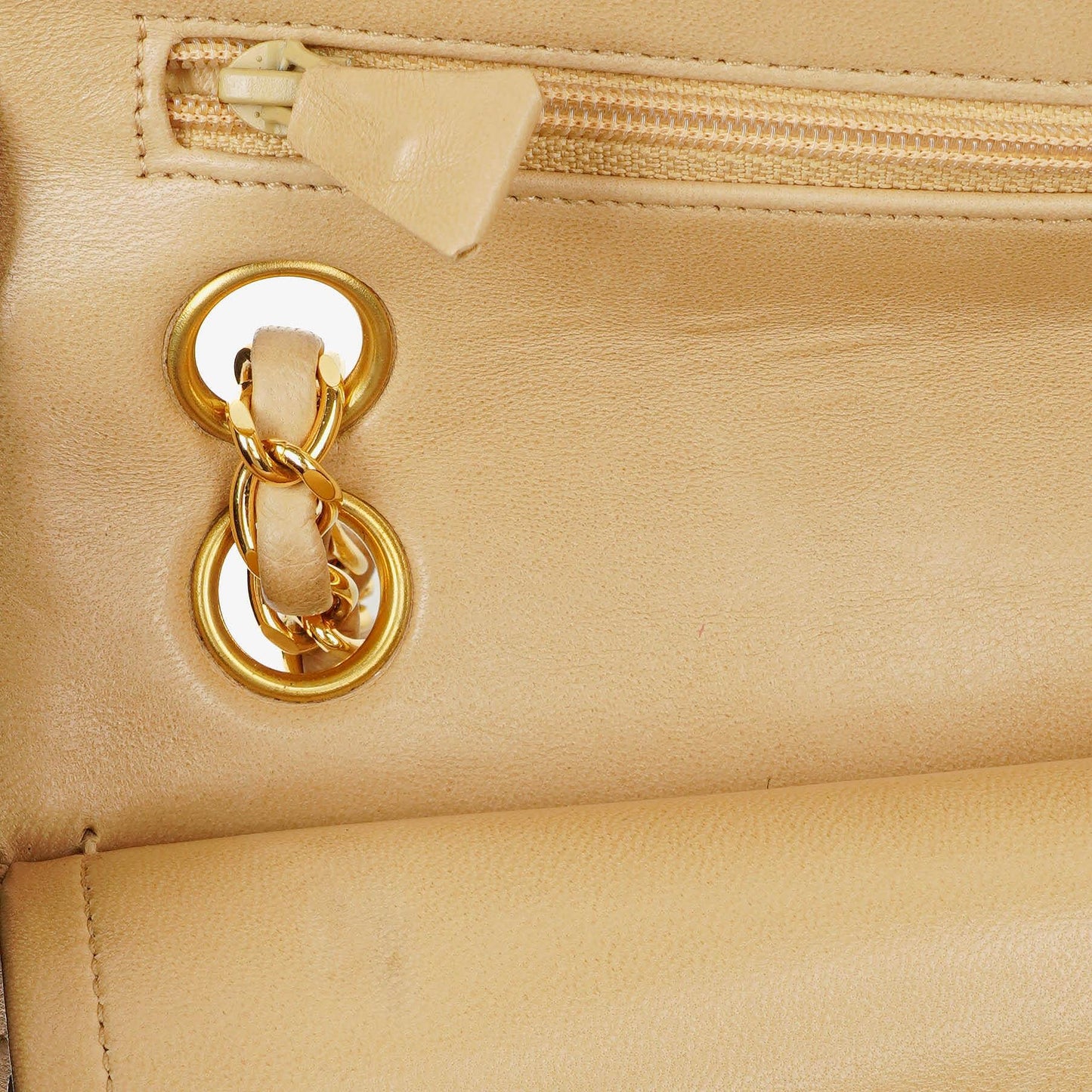 Chanel Timeless Classic Small Double Flap Bag In Beige Quilted Lambskin And 24K Gold-Plated Hardware