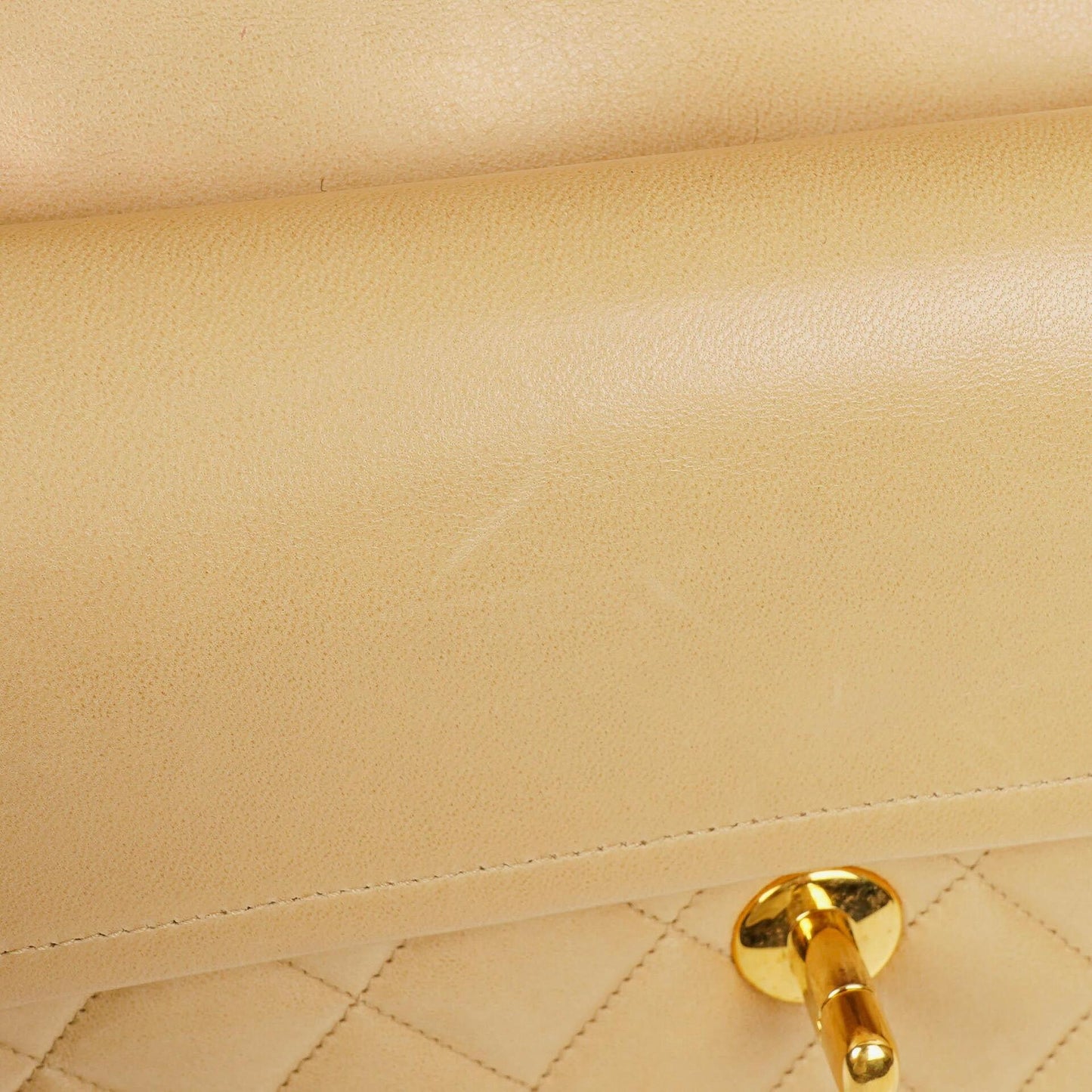 Chanel Timeless Classic Small Double Flap Bag In Beige Quilted Lambskin And 24K Gold-Plated Hardware