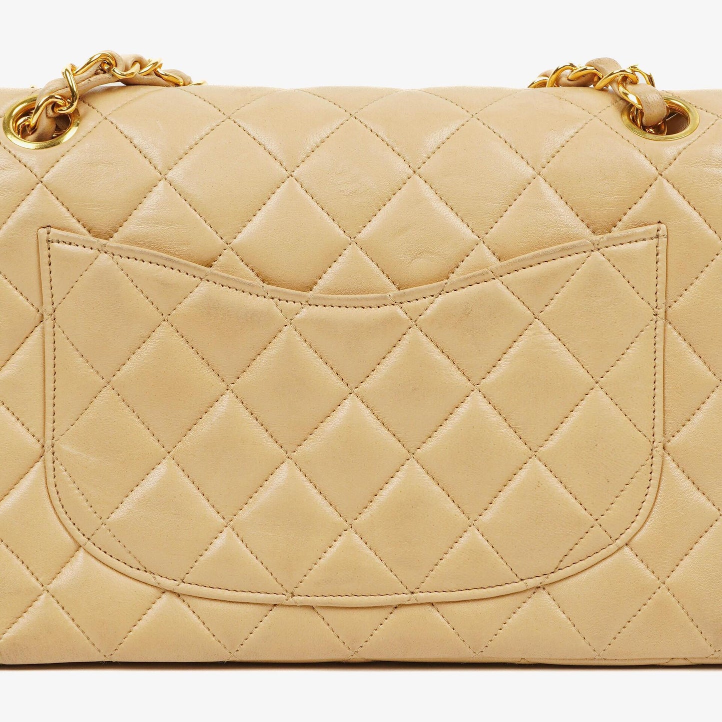 Chanel Timeless Classic Small Double Flap Bag In Beige Quilted Lambskin And 24K Gold-Plated Hardware