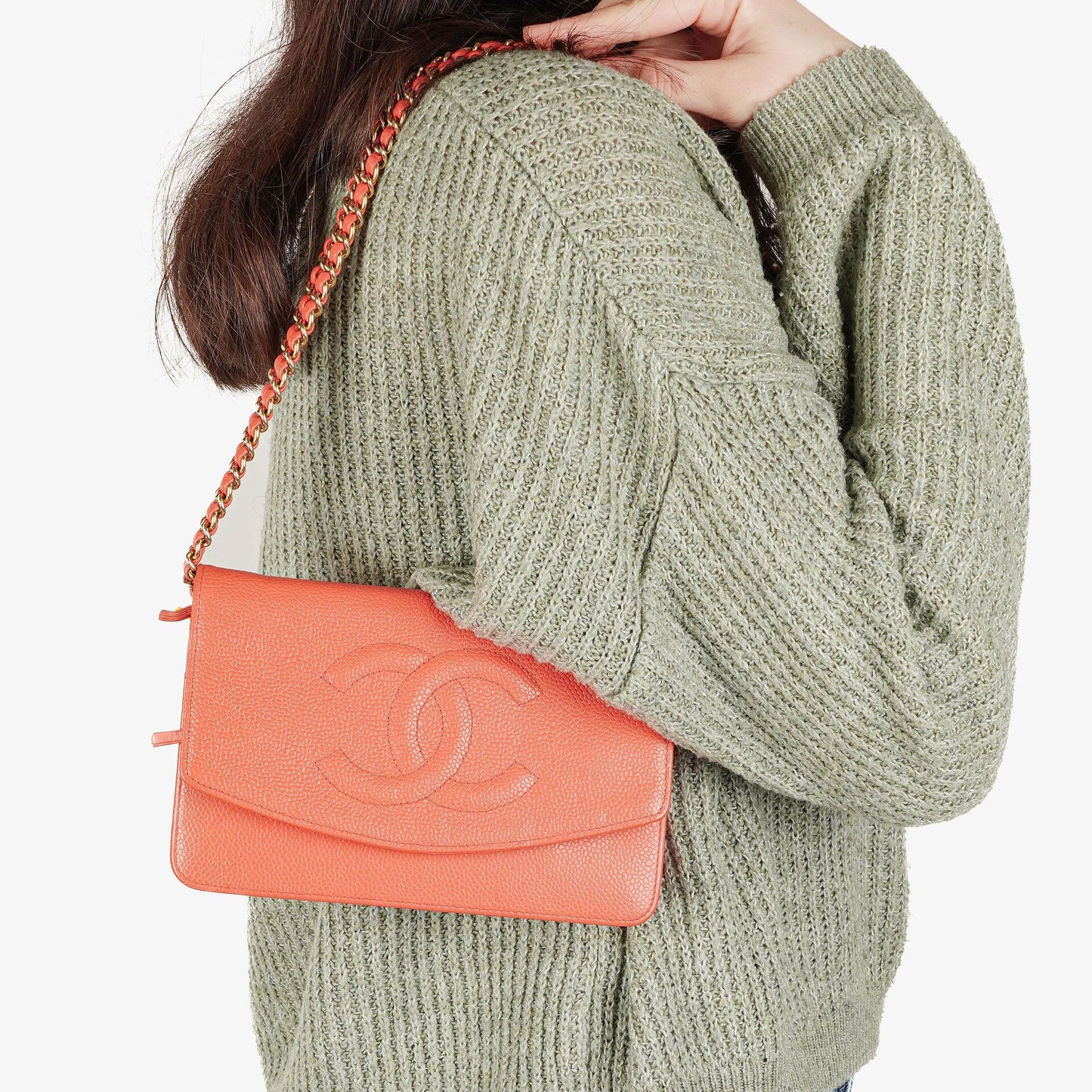 Chanel Timeless Wallet on Chain WOC In Caviar Leather