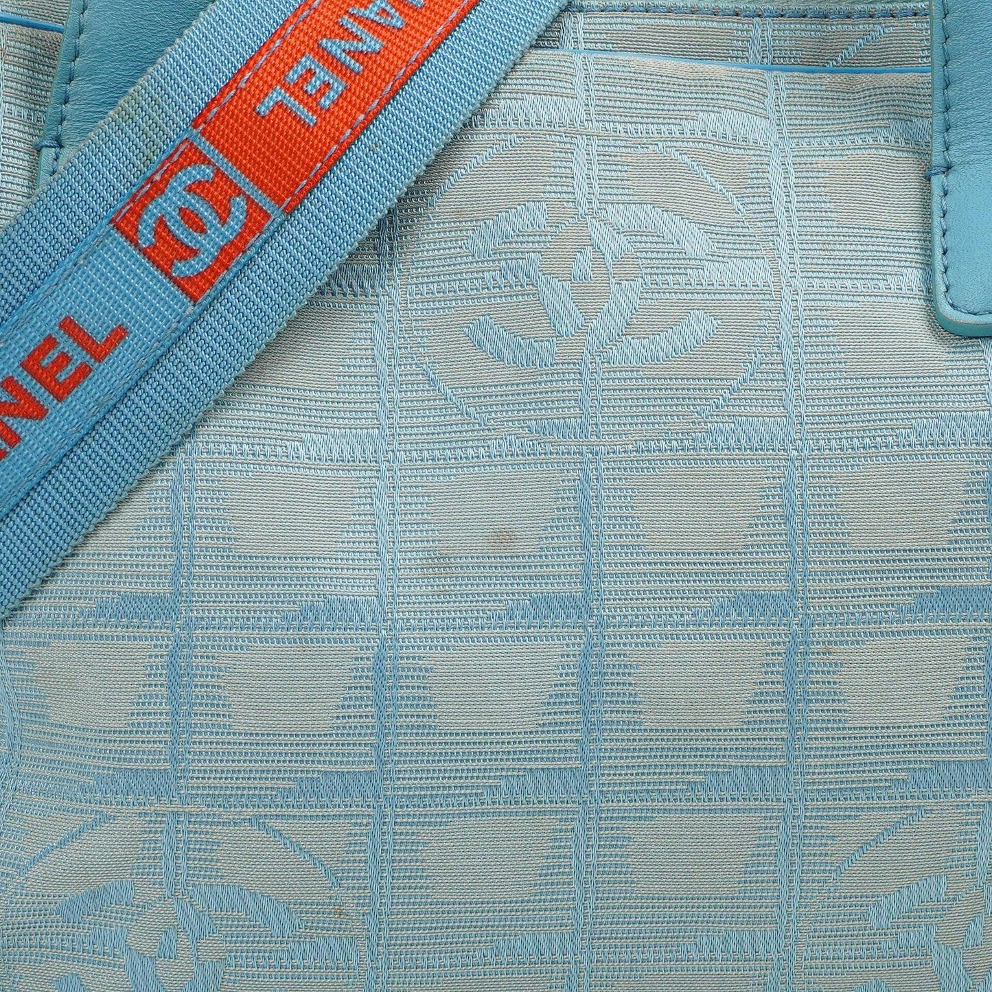 Chanel Travel Line Light Blue Nylon CC Logo Bag