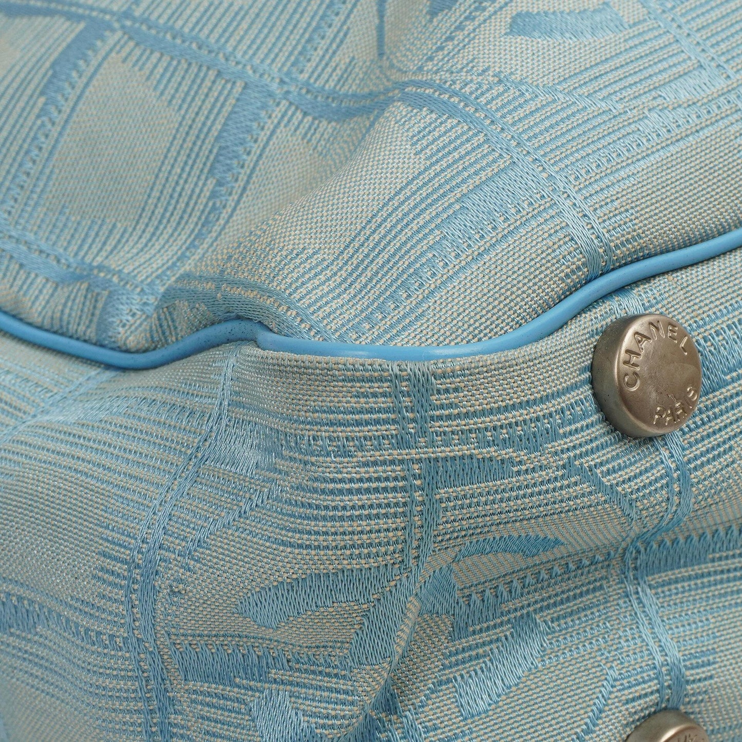 Chanel Travel Line Light Blue Nylon CC Logo Bag