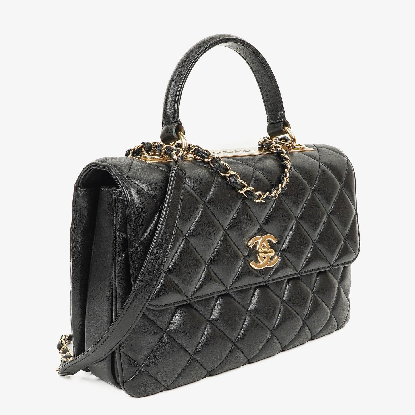 Chanel Trendy CC Large Black Quilted Lambskin Dual Handle Flap Bag