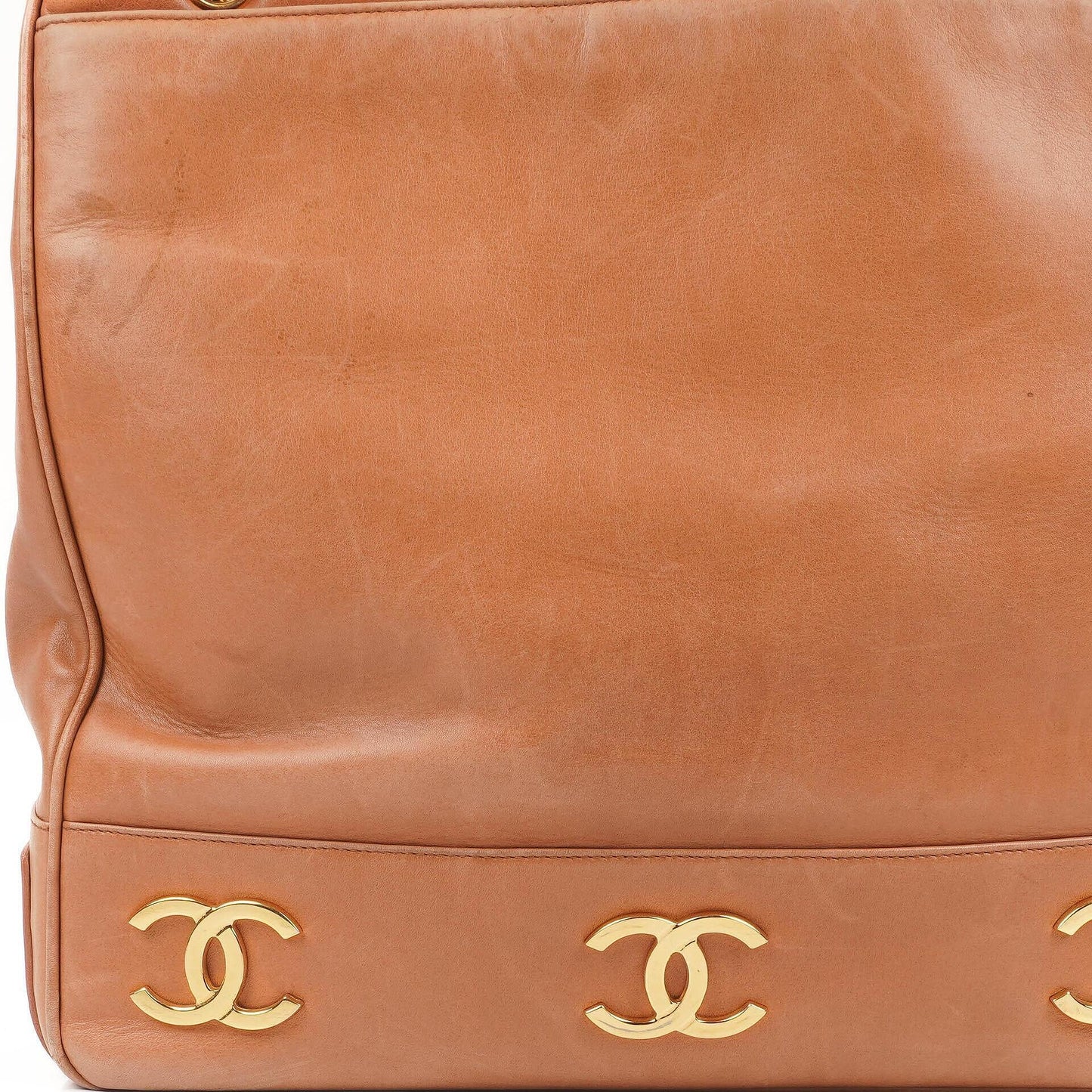 Chanel Triple CC Brown Leather Shopping Tote