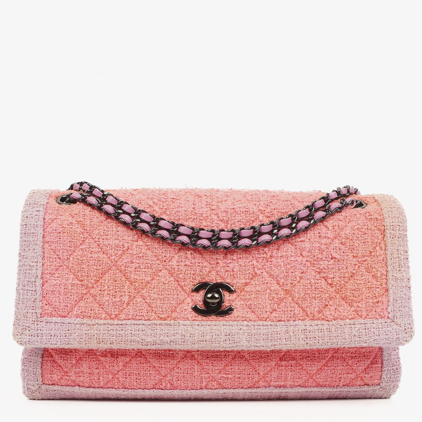 Chanel Tweed Medium Two-Toned Pink Shoulder Flap Bag