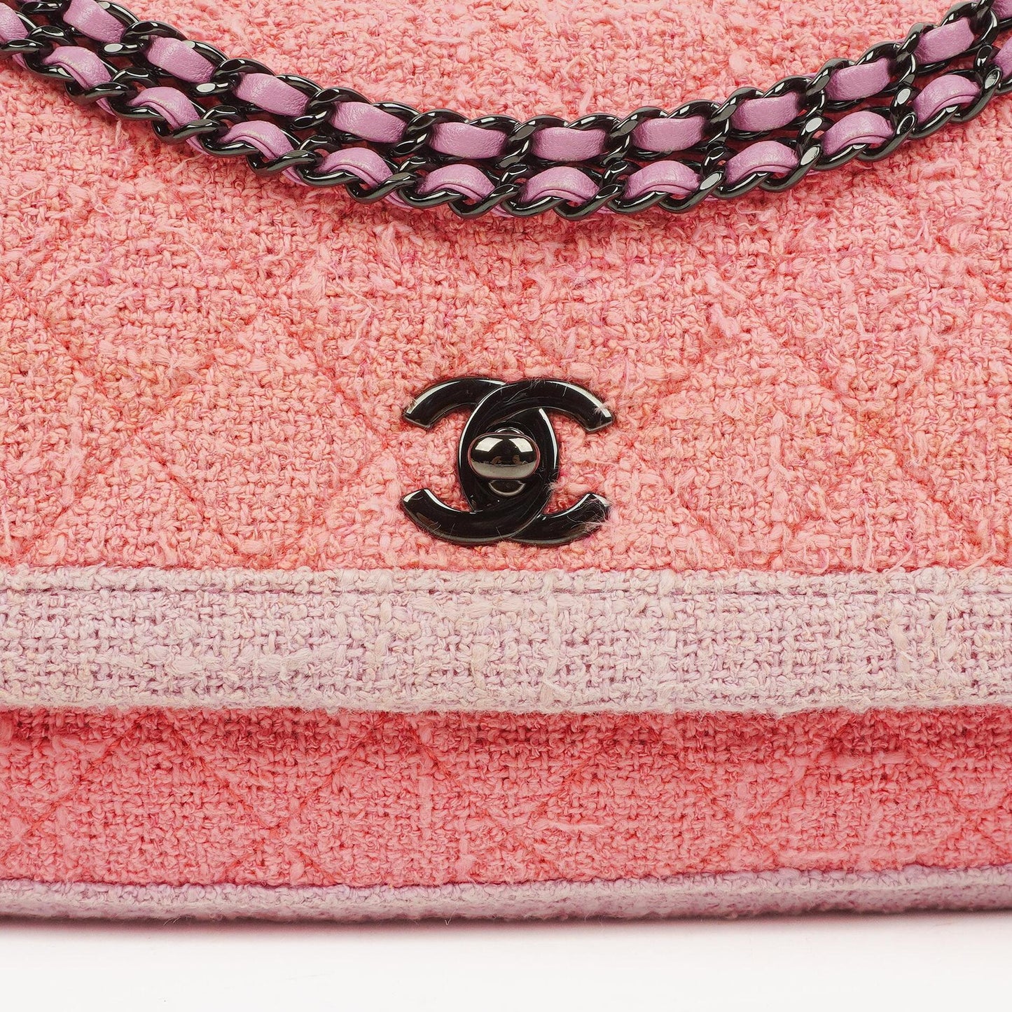 Chanel Tweed Medium Two-Toned Pink Shoulder Flap Bag