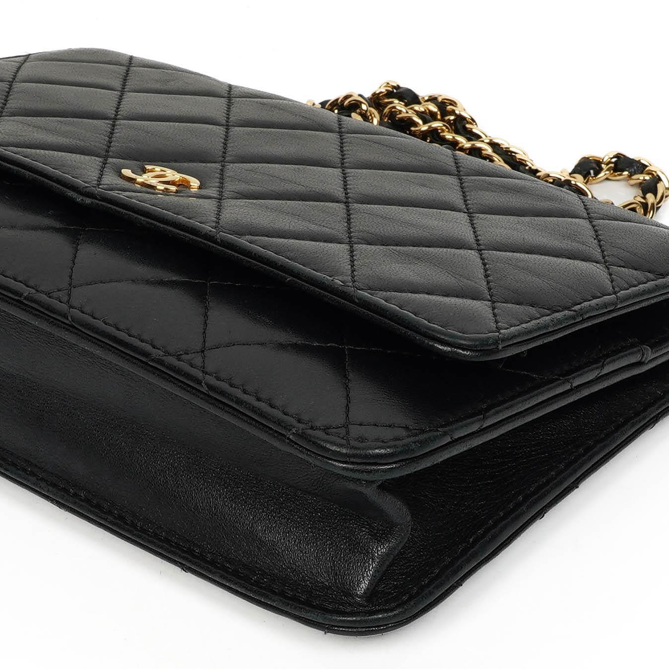 Chanel Wallet On Chain WOC Black Quilted Lambskin With Gold-Tone Hardware