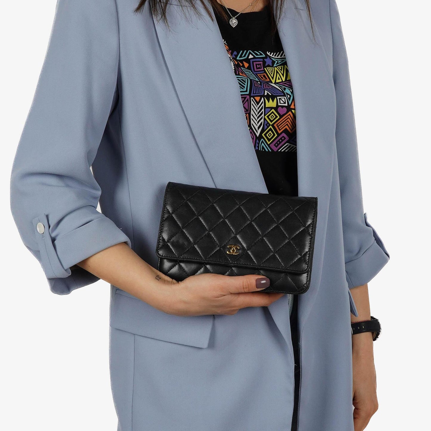 Chanel Wallet On Chain WOC Black Quilted Lambskin With Gold-Tone Hardware