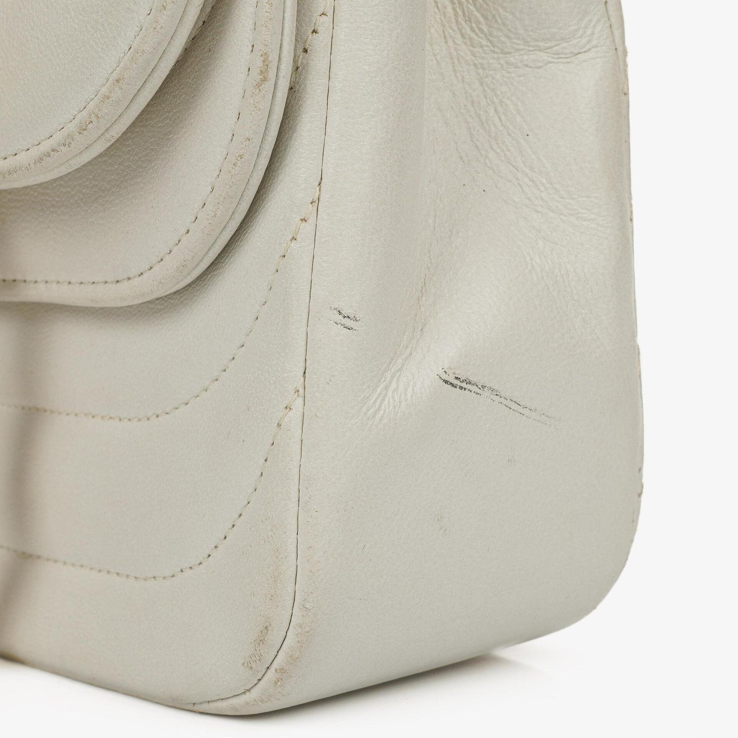 Chanel White Horizontal Quilted Small Double Flap Bag With 24K Gold-Plated Hardware
