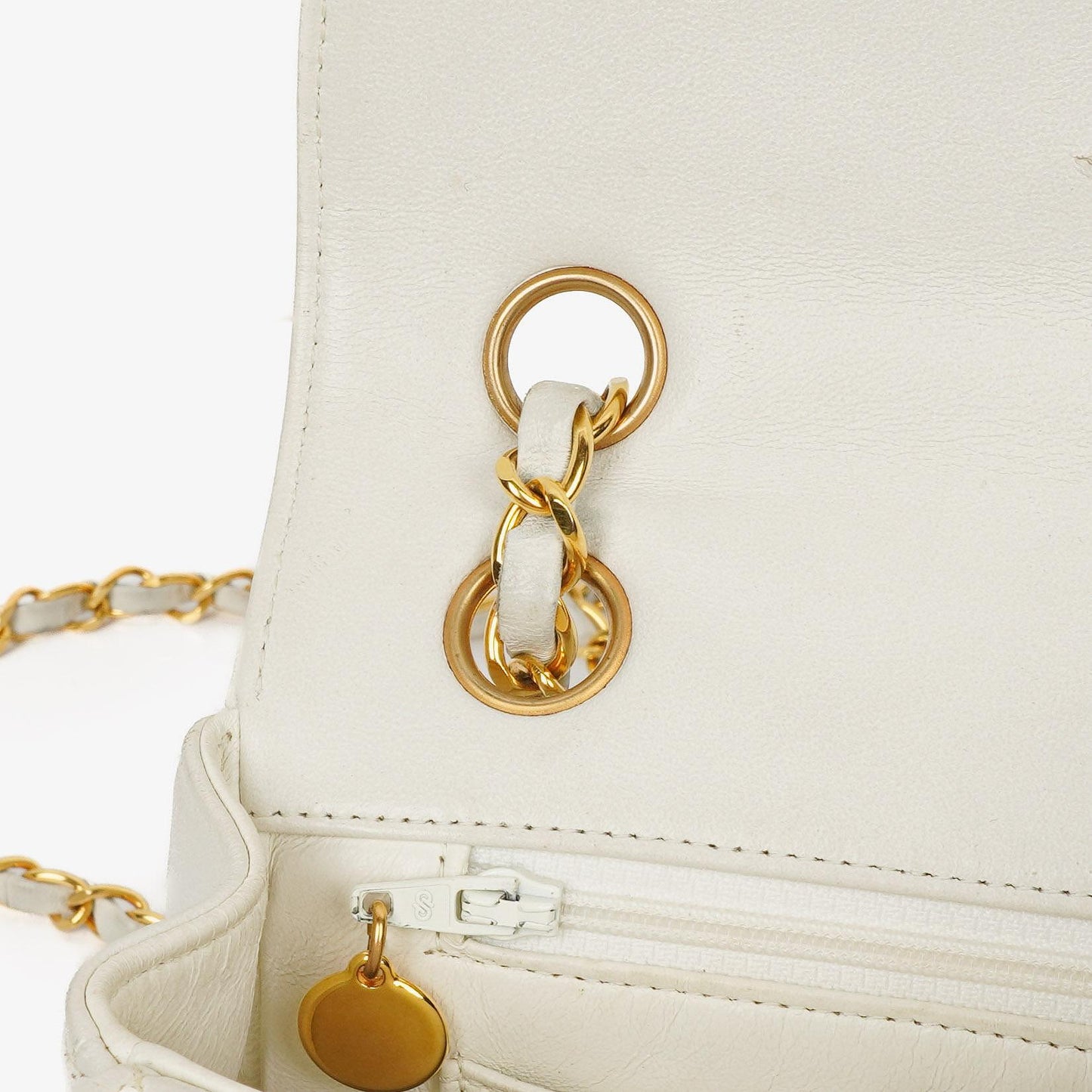 Chanel White Horizontal Quilted Small Double Flap Bag With 24K Gold-Plated Hardware