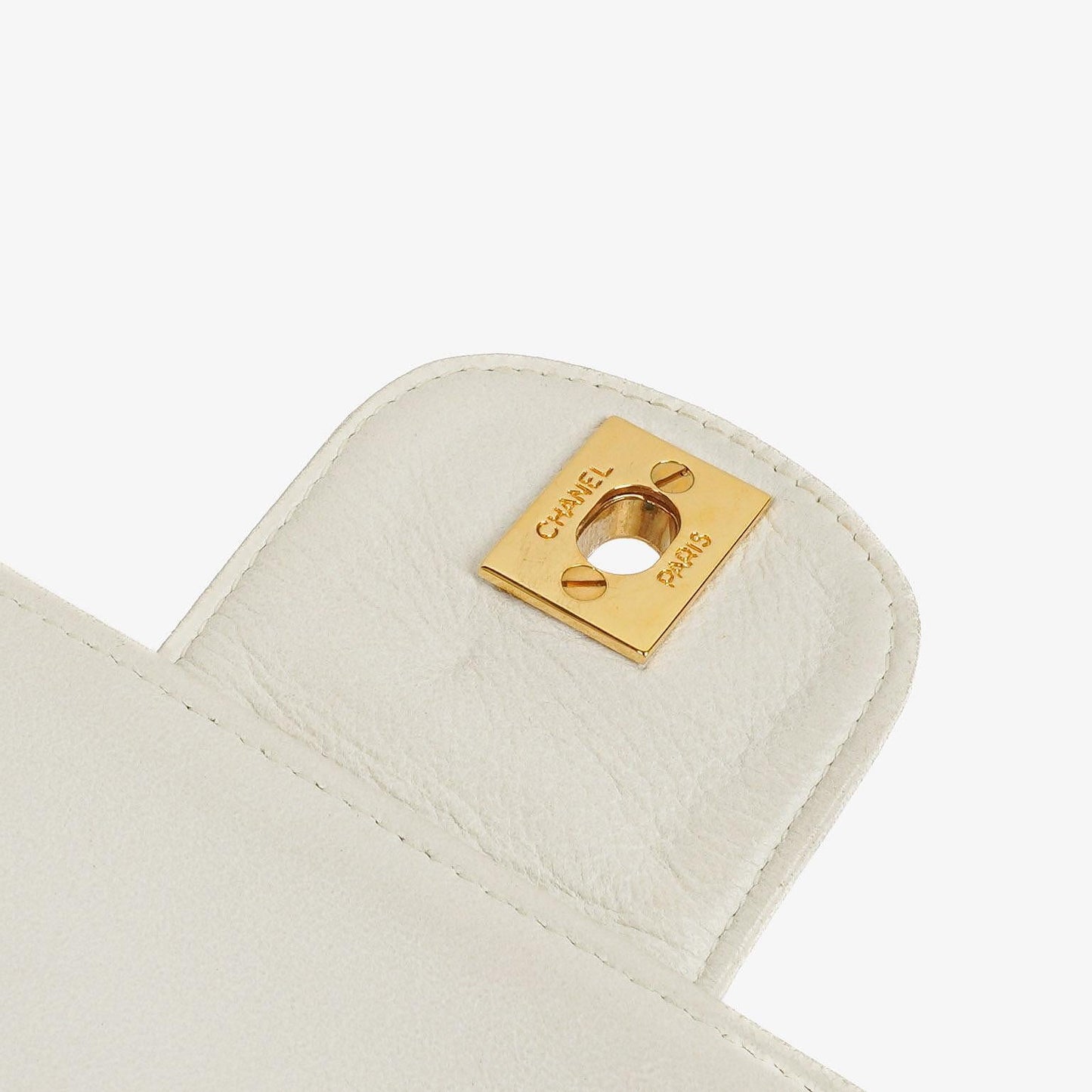 Chanel White Horizontal Quilted Small Double Flap Bag With 24K Gold-Plated Hardware