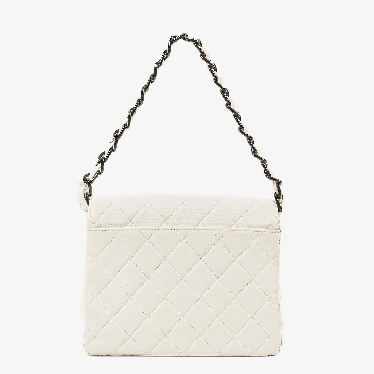 Chanel White Quilted Lambskin Plastic Hardware Shouder Bag