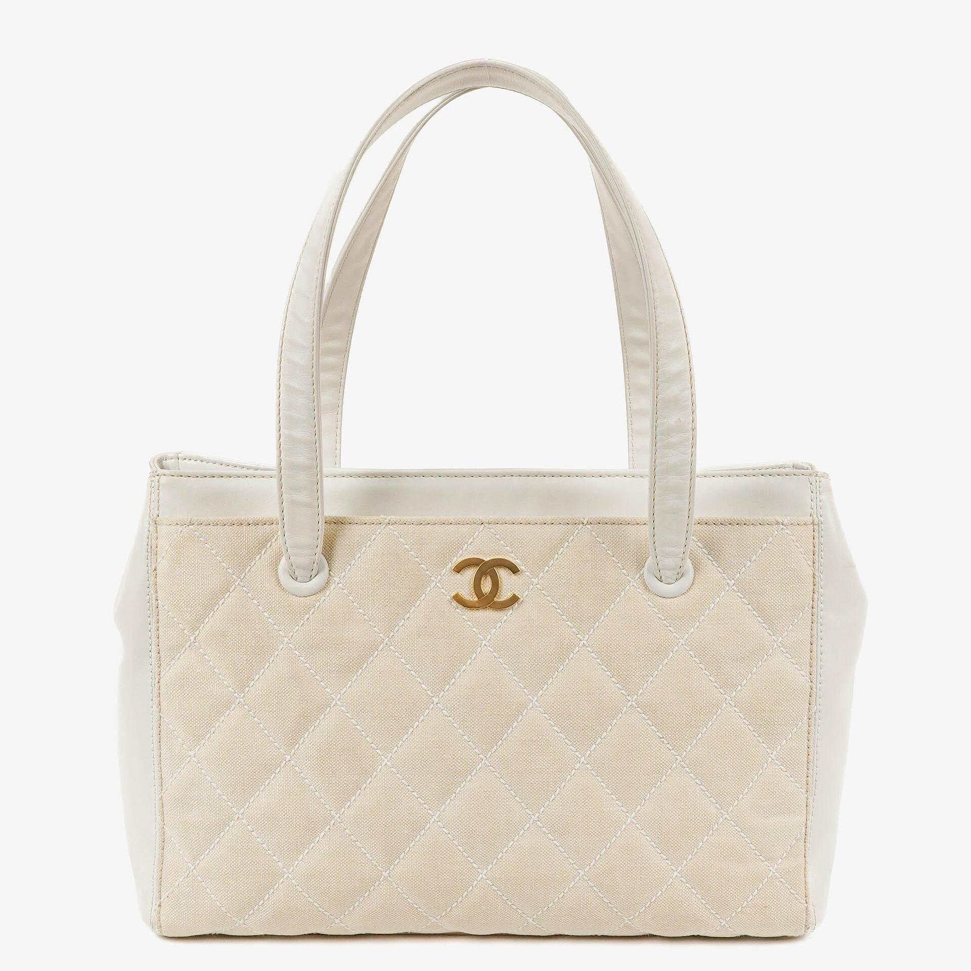 Chanel Wild Stitch Beige Surpique Tote Bag