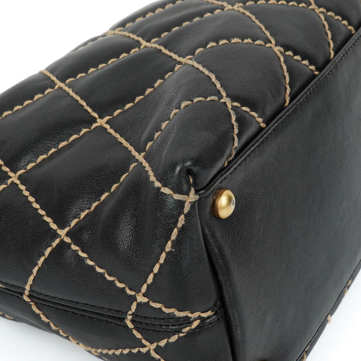 Chanel Wild Stitch Black Quilted Leather CC Shoulder Bag With Gold-Tone Hardware