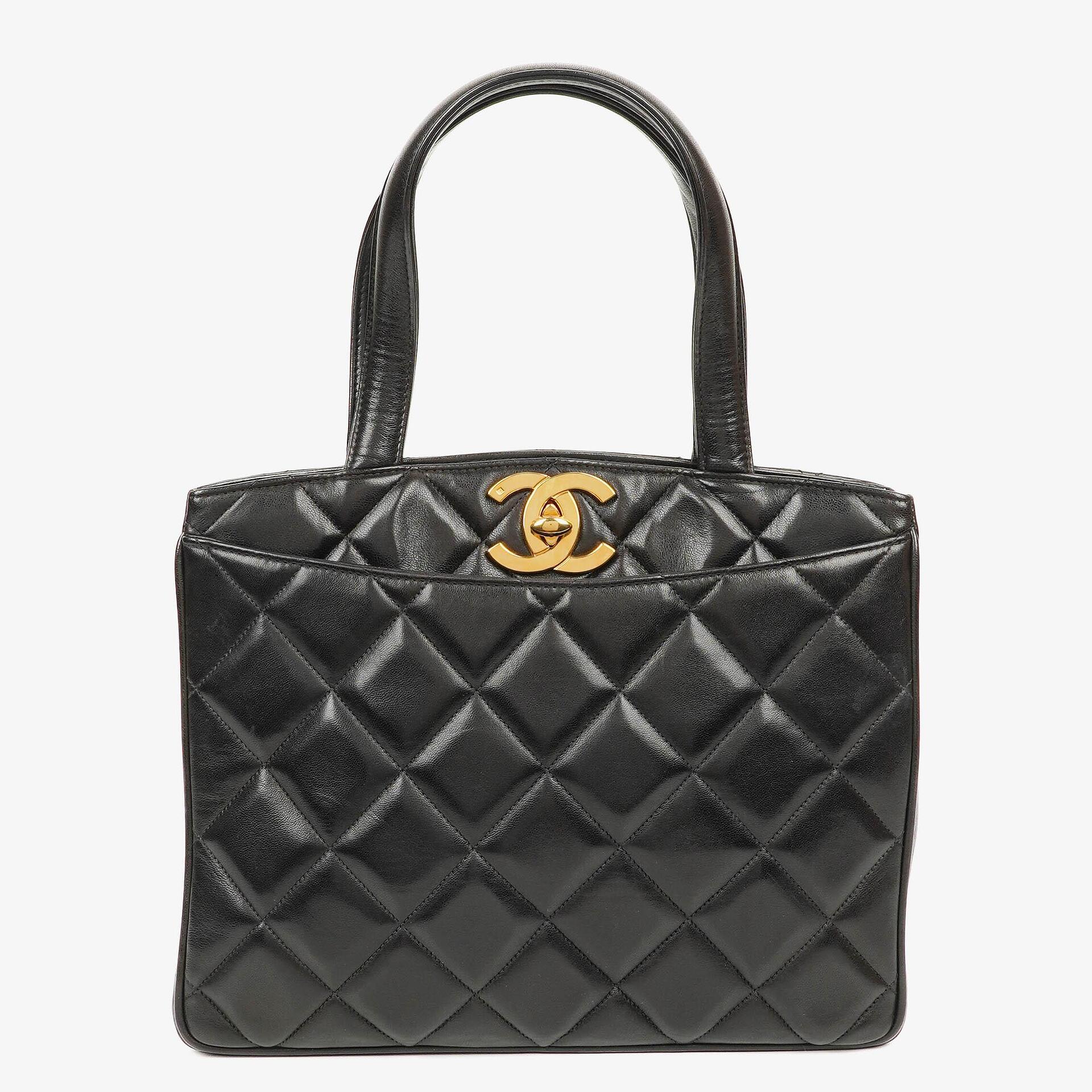 Chanel XL CC Logo Black Quilted Leather Tote Bag