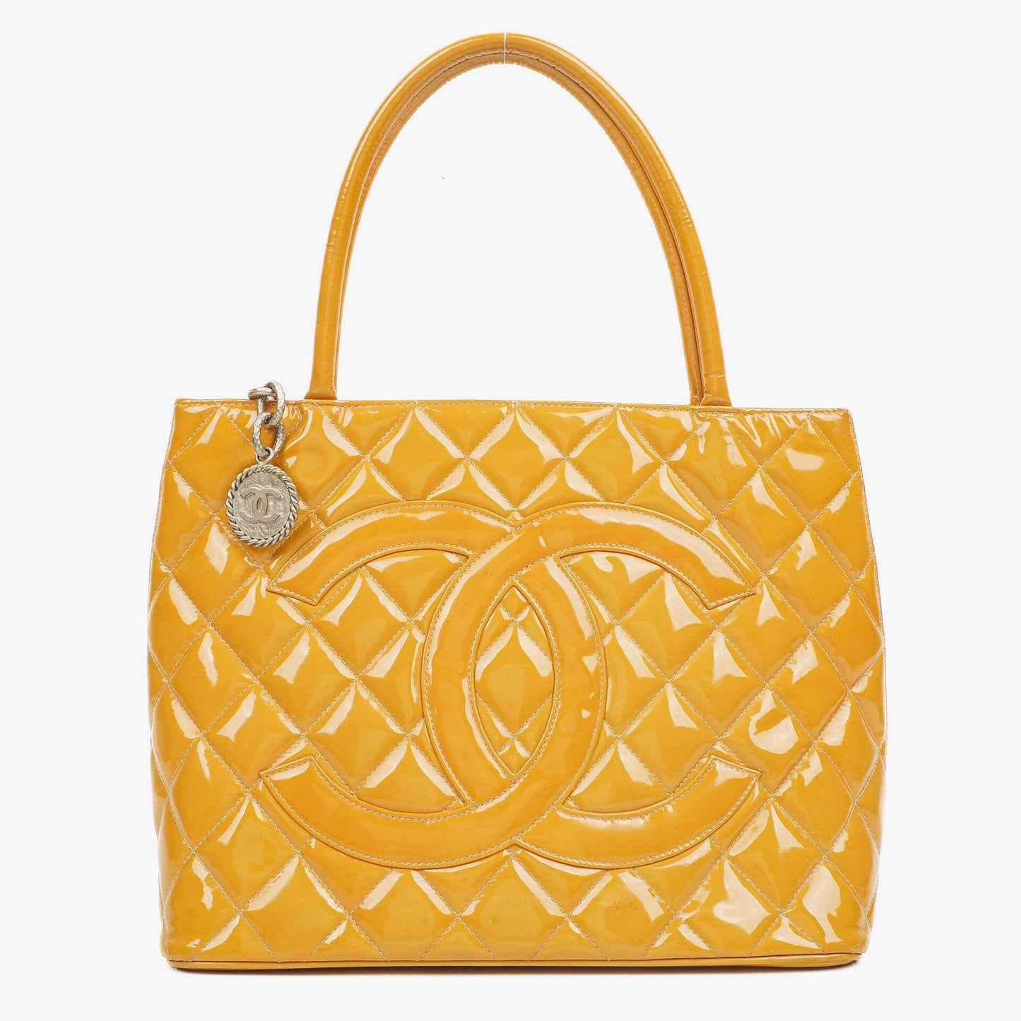 Chanel Yellow Patent Leather Medallion Tote Bag