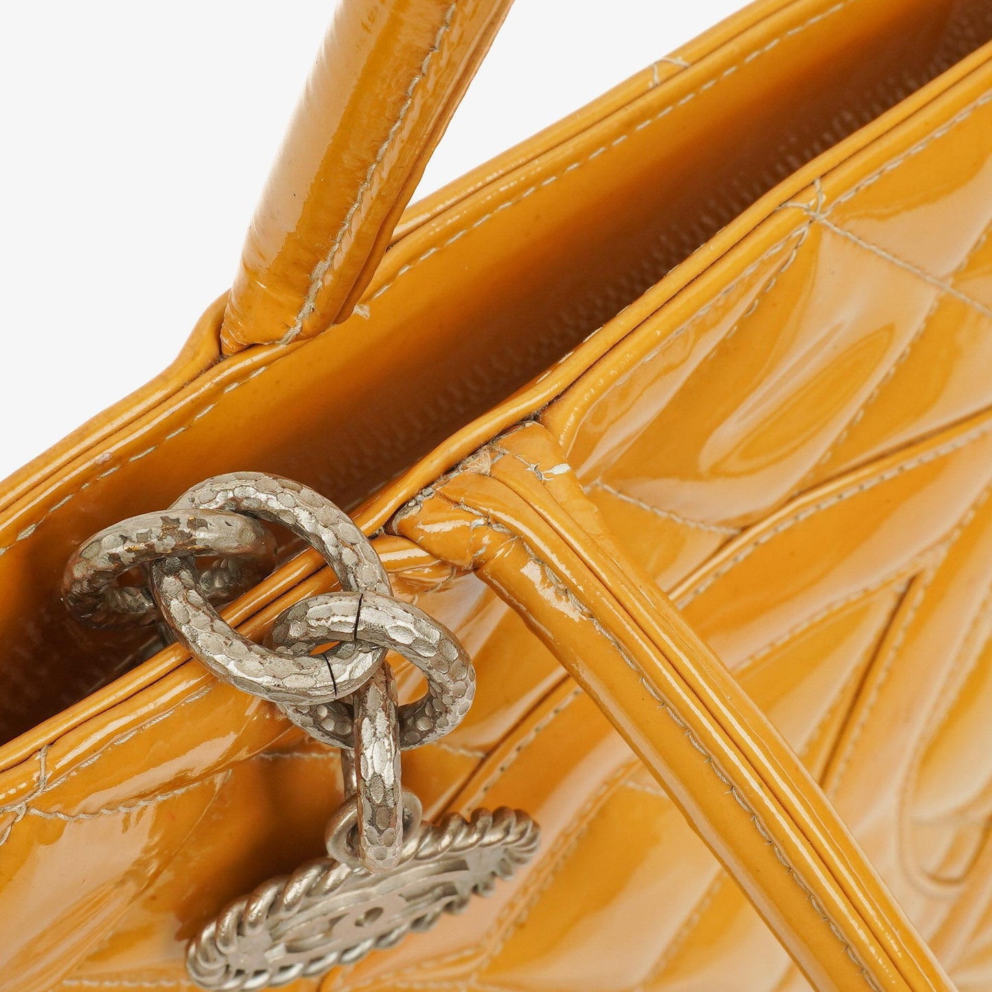 Chanel Yellow Patent Leather Medallion Tote Bag
