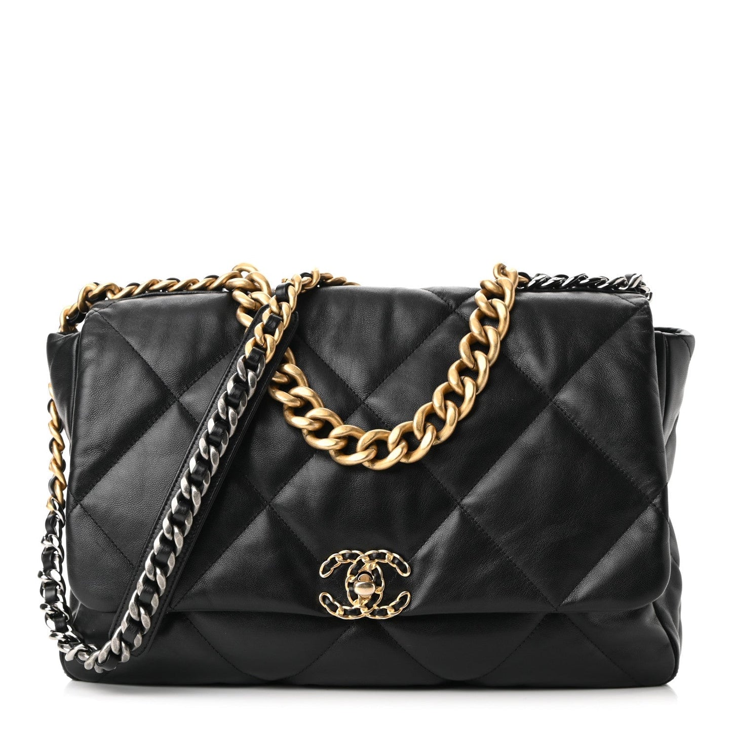 CHANEL QUILTED GOATSKIN MAXI CHANEL 19 FLAP BACK Shoulder Bag