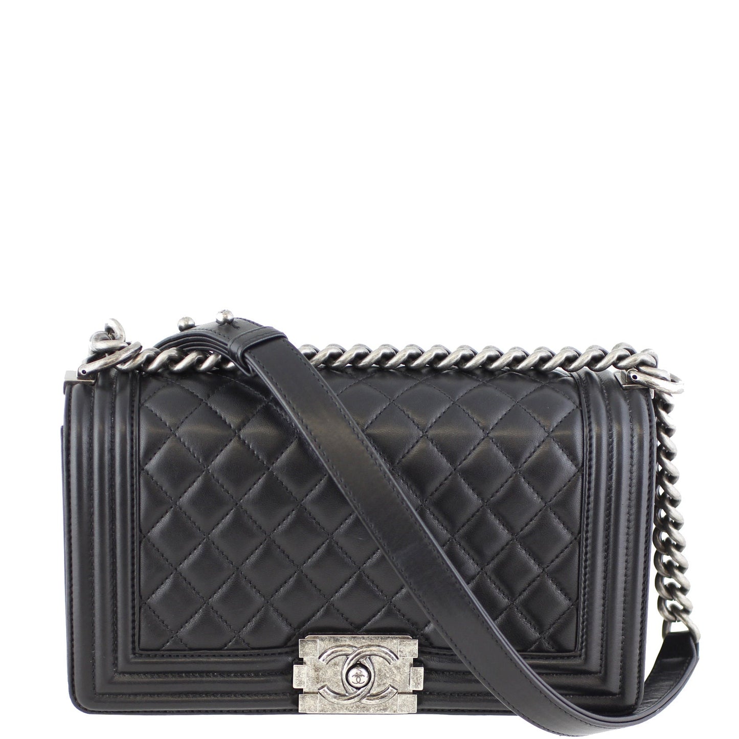 Chanel Boy Bag Old Medium | Black Lambskin 21 Series