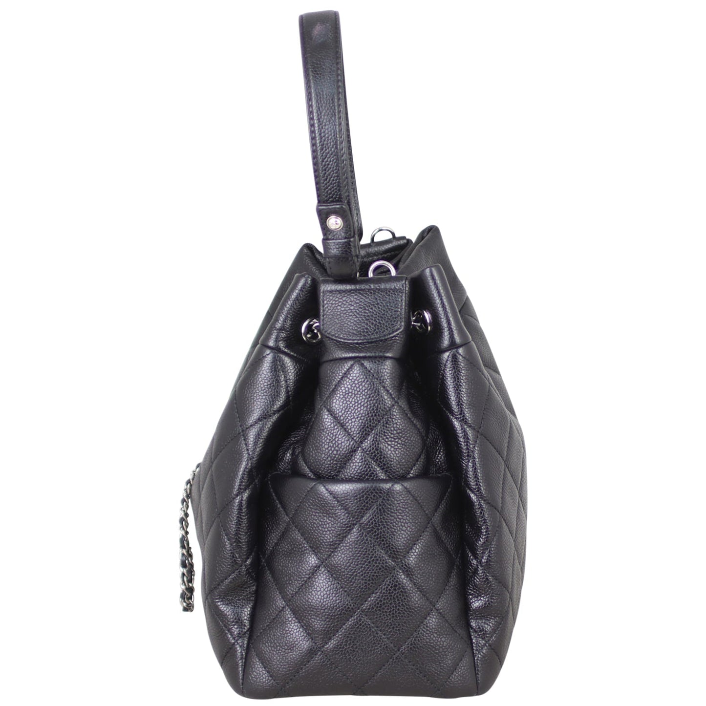 Chanel Quilted CC Drawstring Bucket Bag | Black Soft