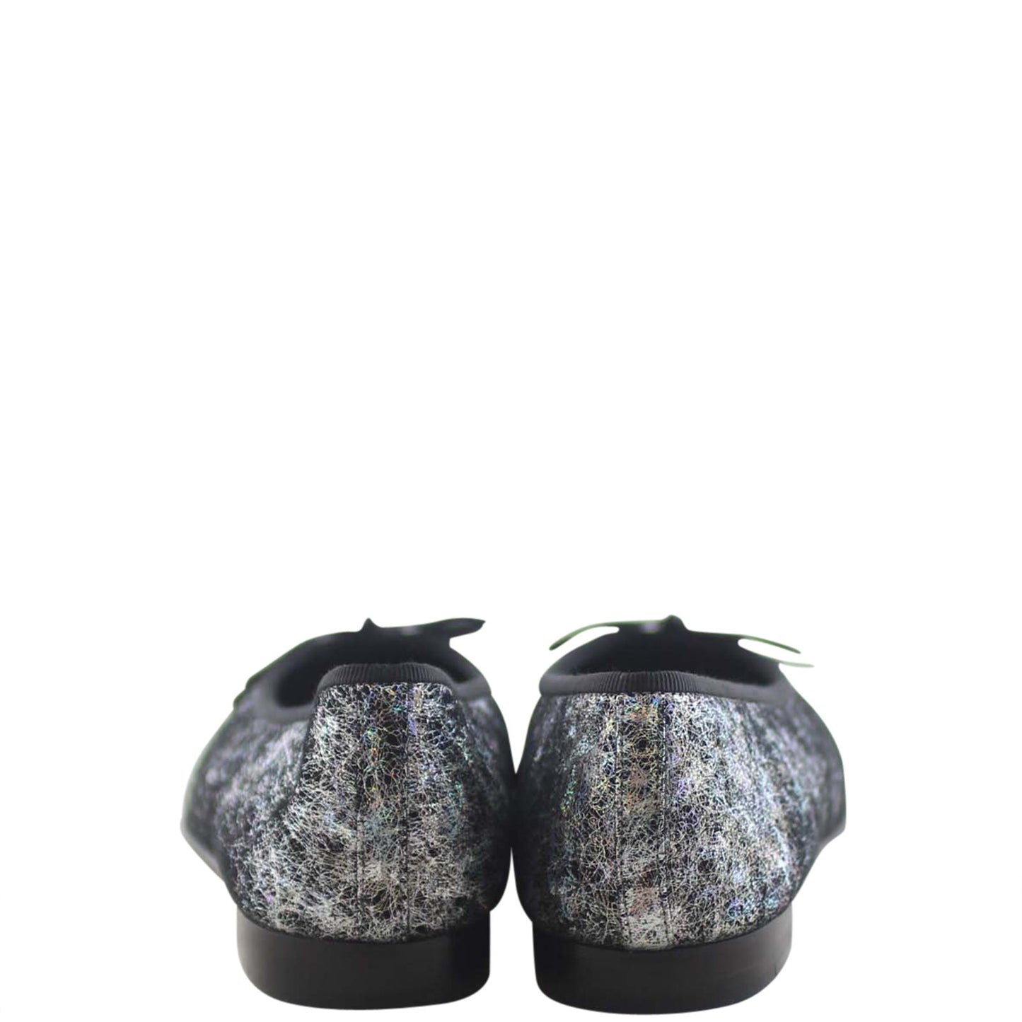 Chanel Metallic Silver Calfskin Hologram Cap Toe Ballerina Flats