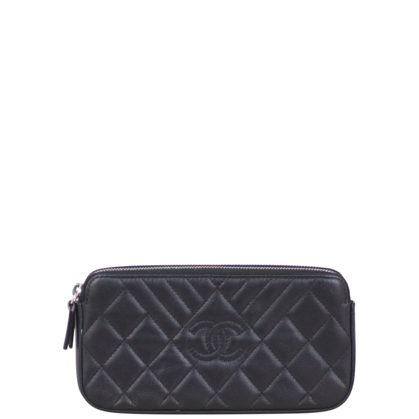 Chanel CC Double Zip Clutch with Chain | Black