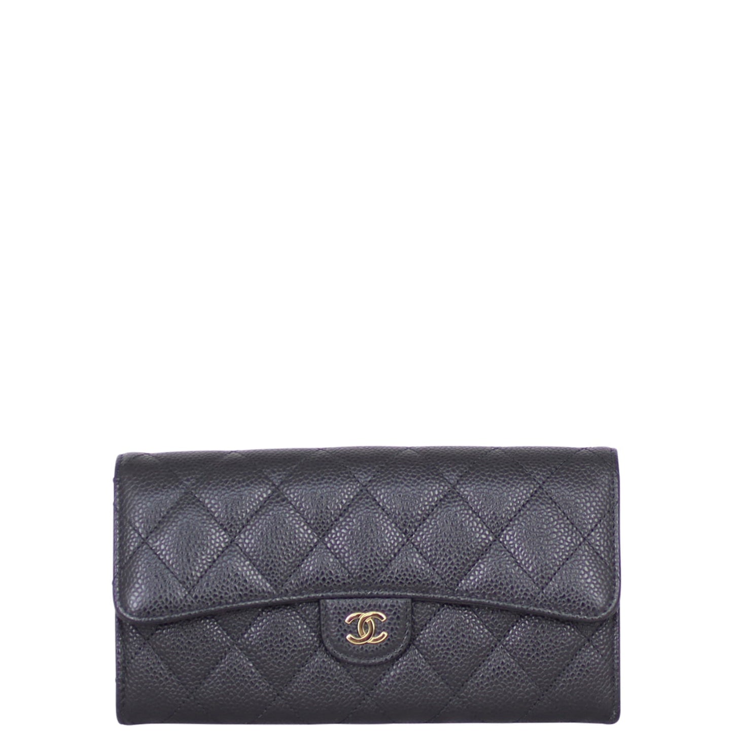 Chanel Classic Flap Long Wallet | Black Quilted Caviar