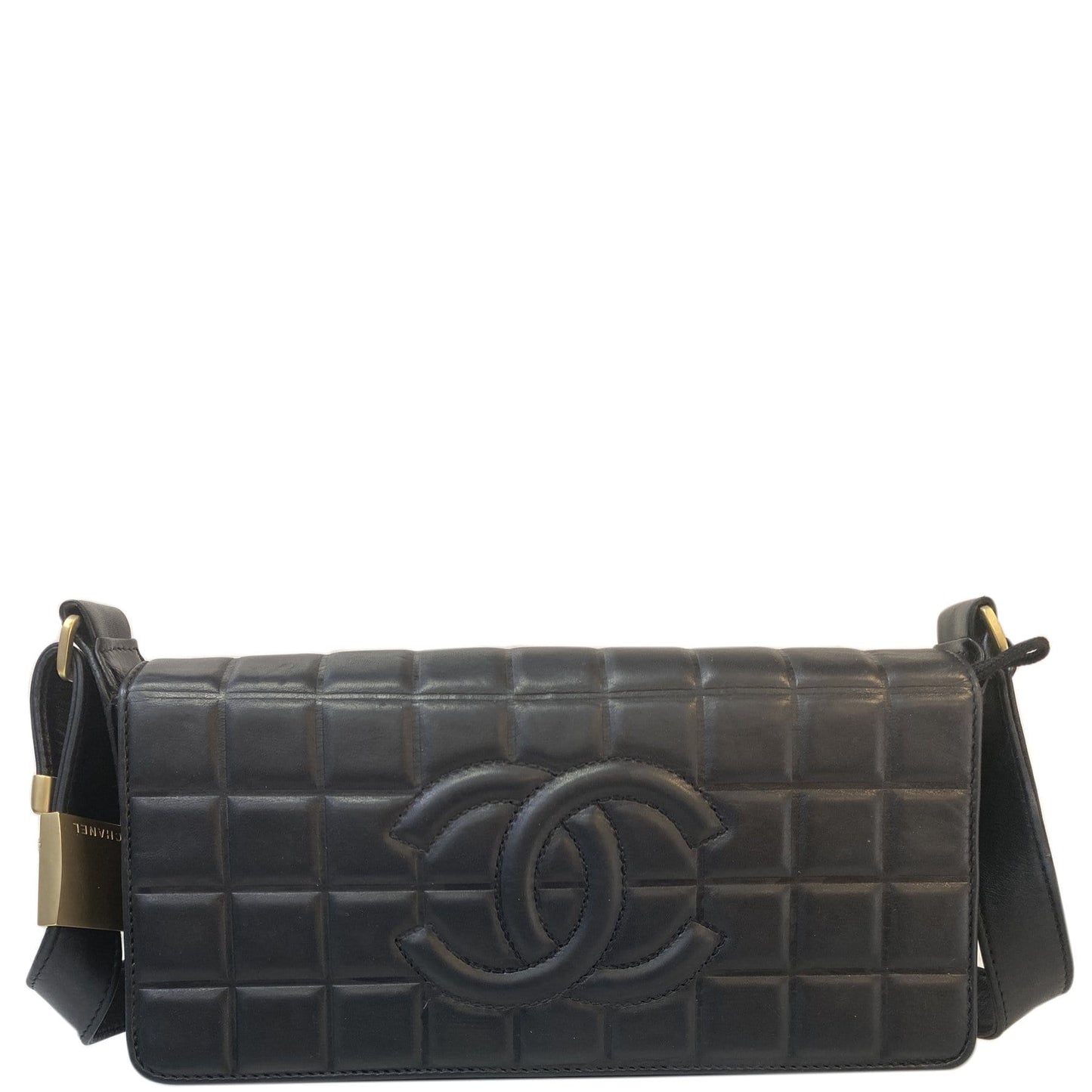 CHANEL CC Chocolate Bar Flap Bag Black -