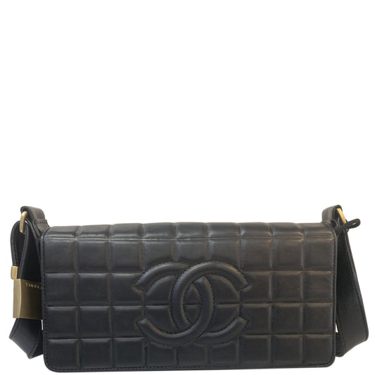 CHANEL CC Chocolate Bar Flap Bag Black -